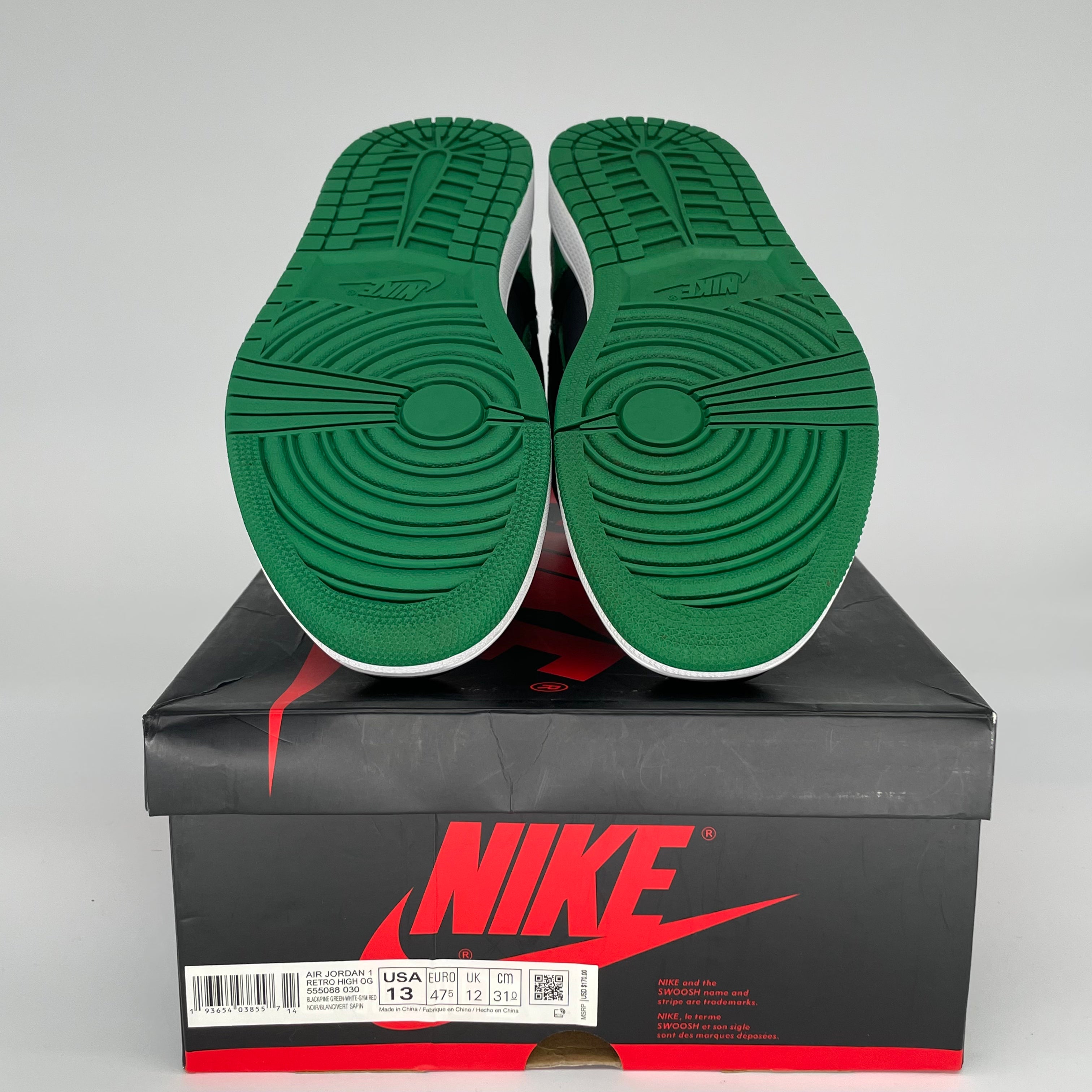 AIR JORDAN 1 PINE GREEN BLACK 555088-030 SIZE 13/14.5W