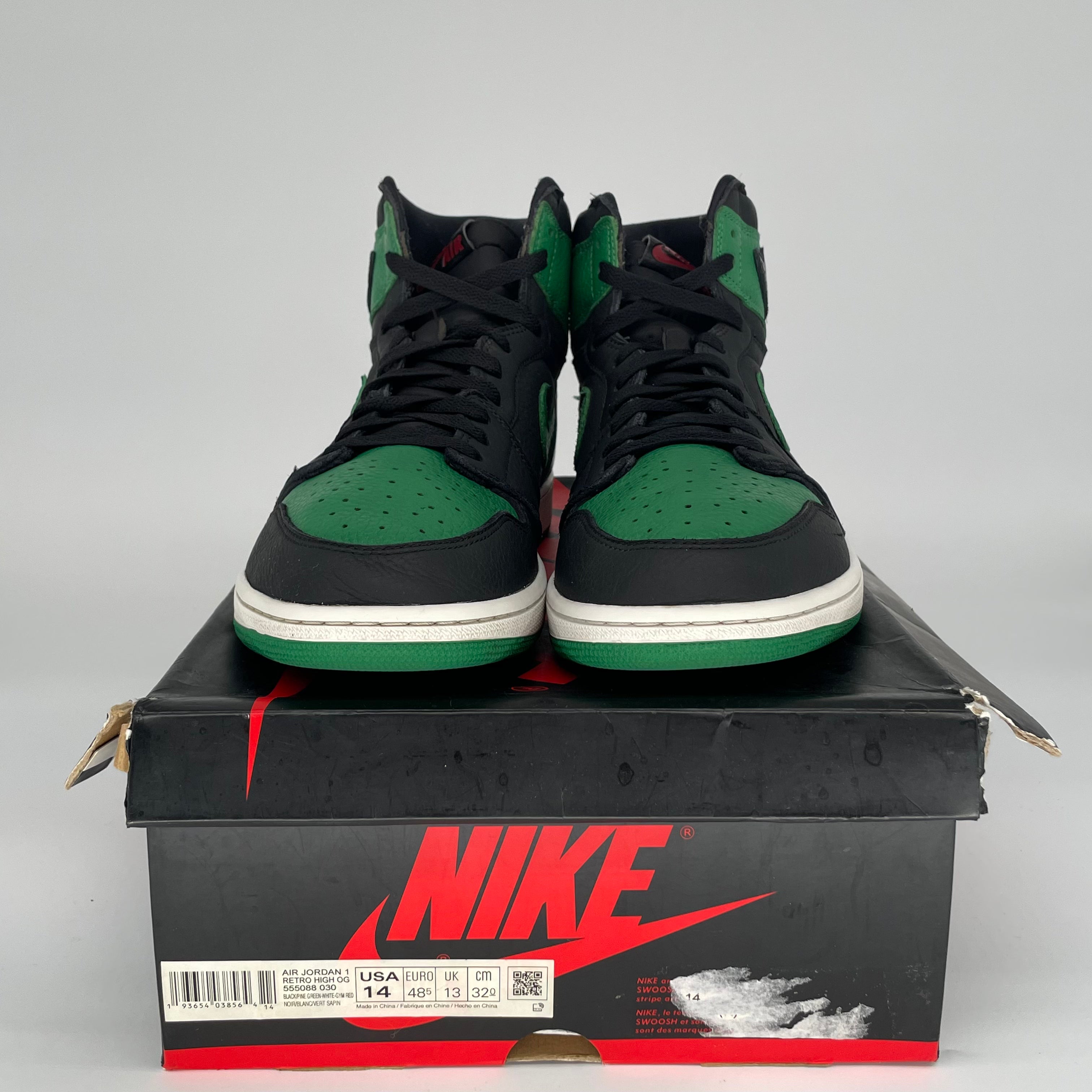 AIR JORDAN 1 PINE GREEN BLACK 555088-030 SIZE 14/15.5W