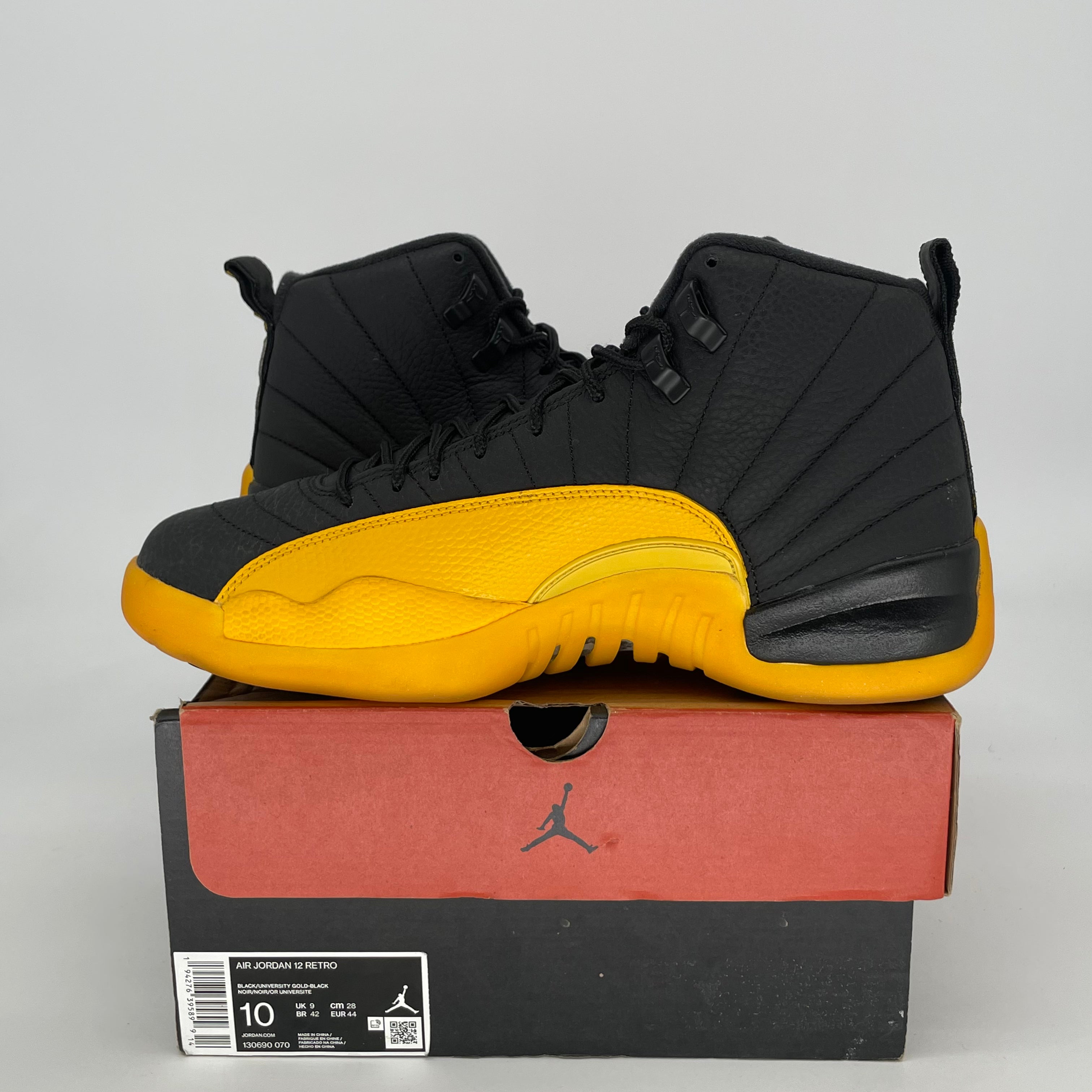 AIR JORDAN 12 BLACK UNIVERSITY GOLD 130690-070 SIZE 10/11.5W
