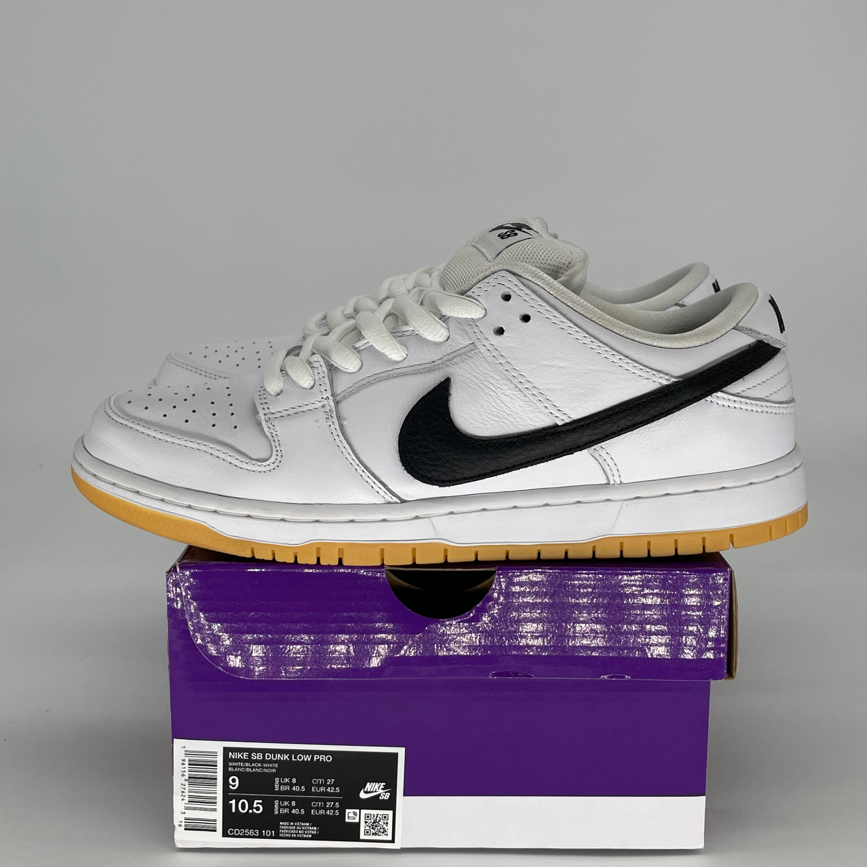 NIKE SB DUNK LOW WHITE GUM CD2563-101 SIZE 9/10.5W