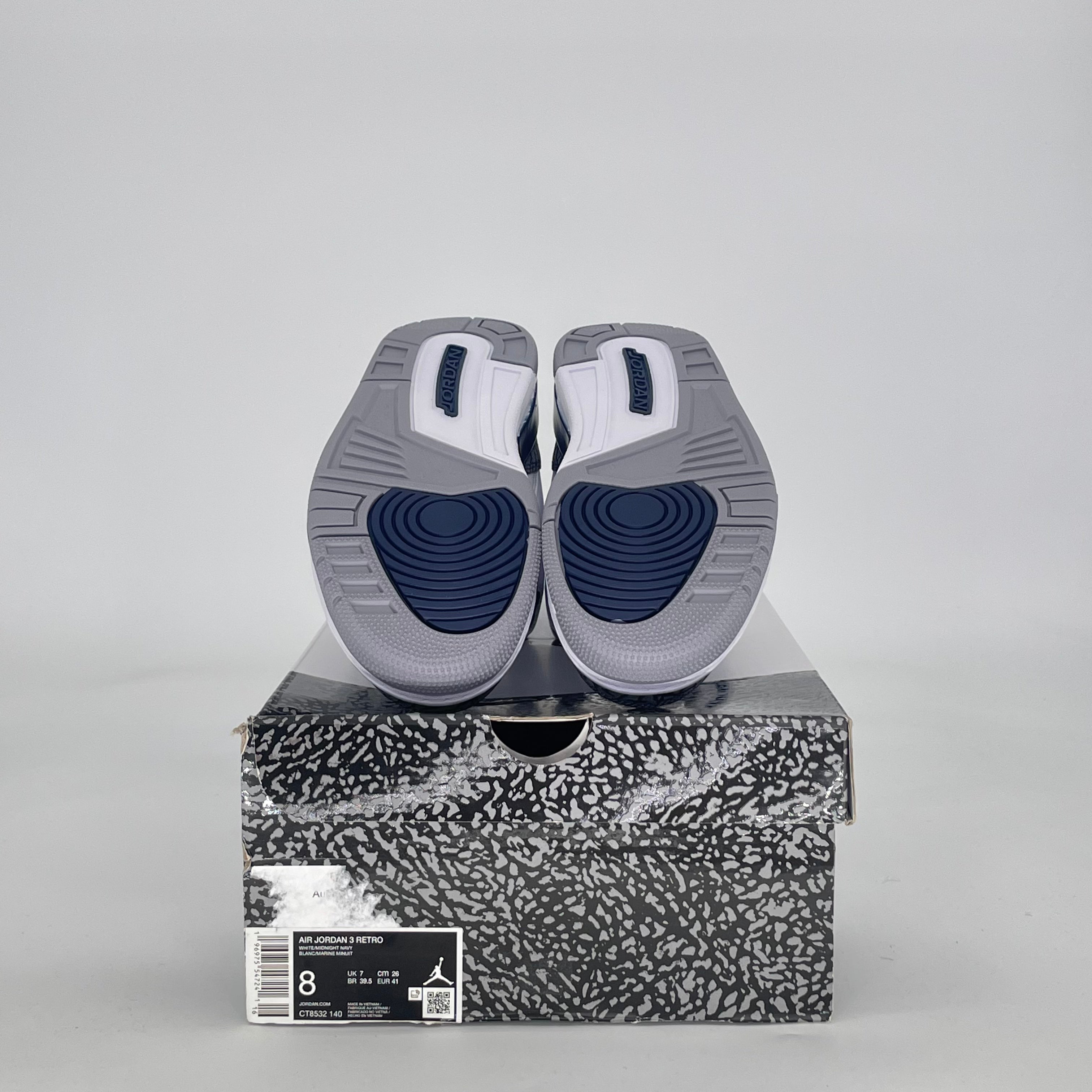 AIR JORDAN 3 MIDNIGHT NAVY CT8532-140 SIZE 8/9.5W