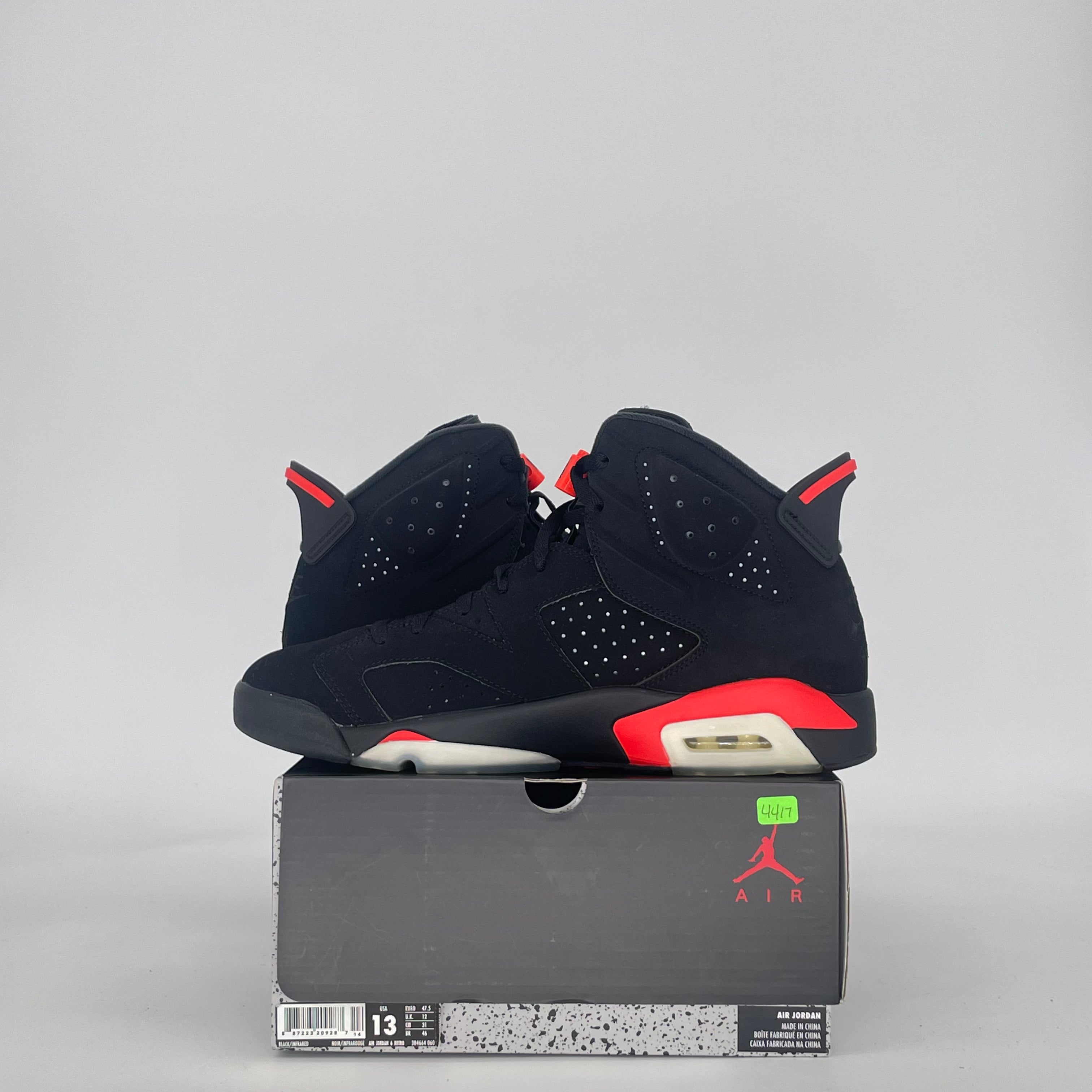 AIR JORDAN 6 BLACK INFRARED (2019) 384664-060 SIZE 13/14.5W