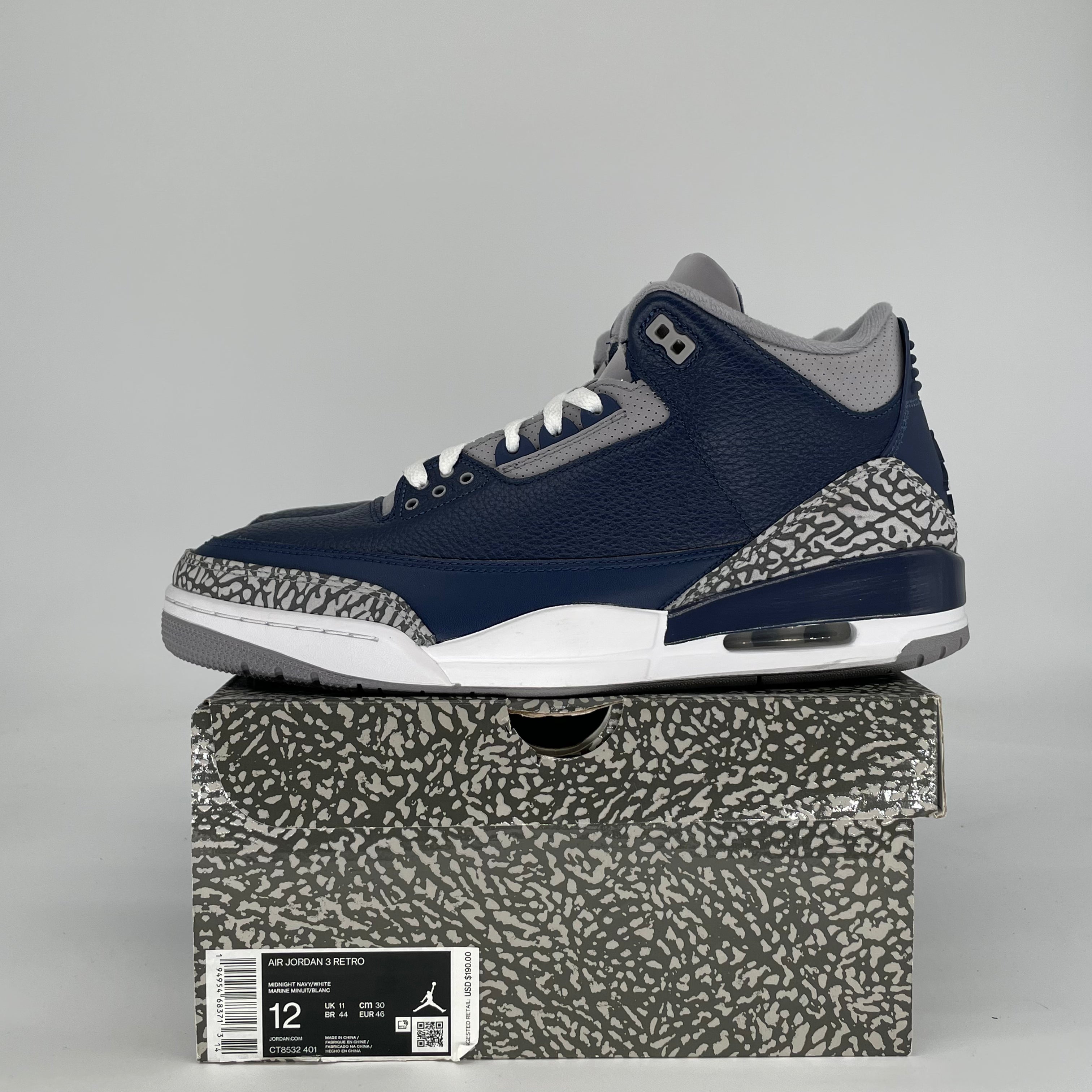 AIR JORDAN 3 GEORGETOWN CT8532-401 SIZE 12/13.5W