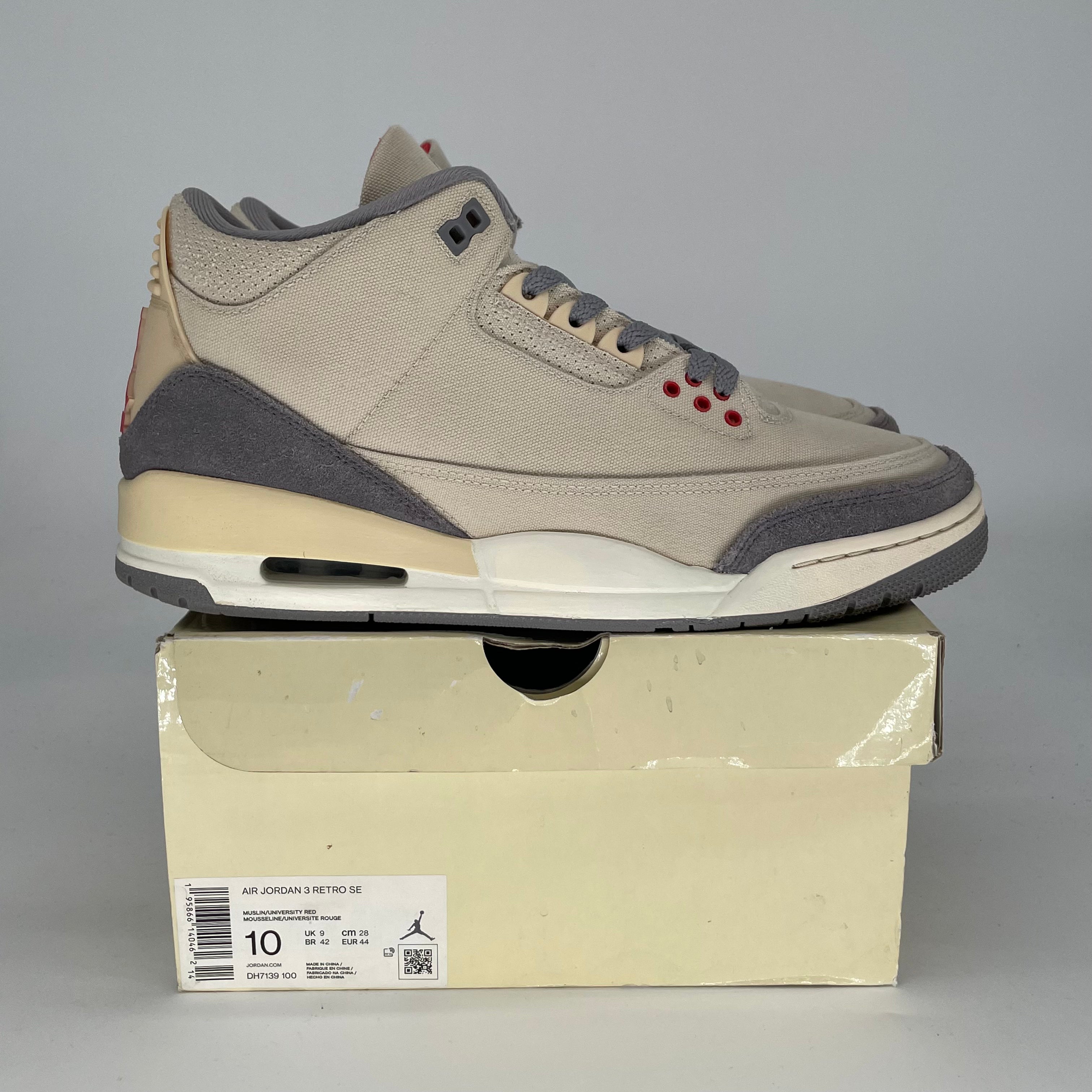 AIR JORDAN 3 MUSLIN DH7139-100 SIZE 10/11.5W