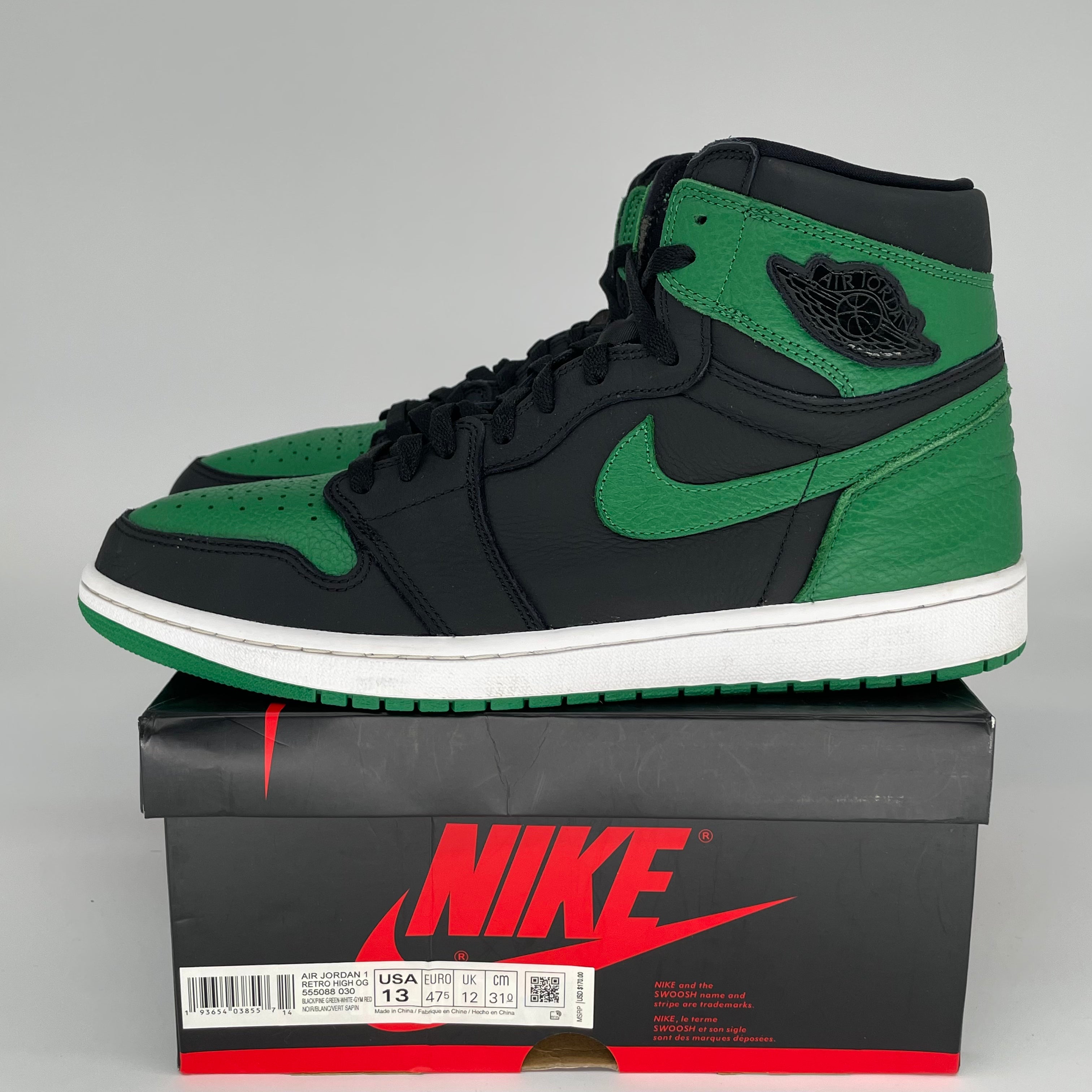 AIR JORDAN 1 PINE GREEN BLACK 555088-030 SIZE 13/14.5W