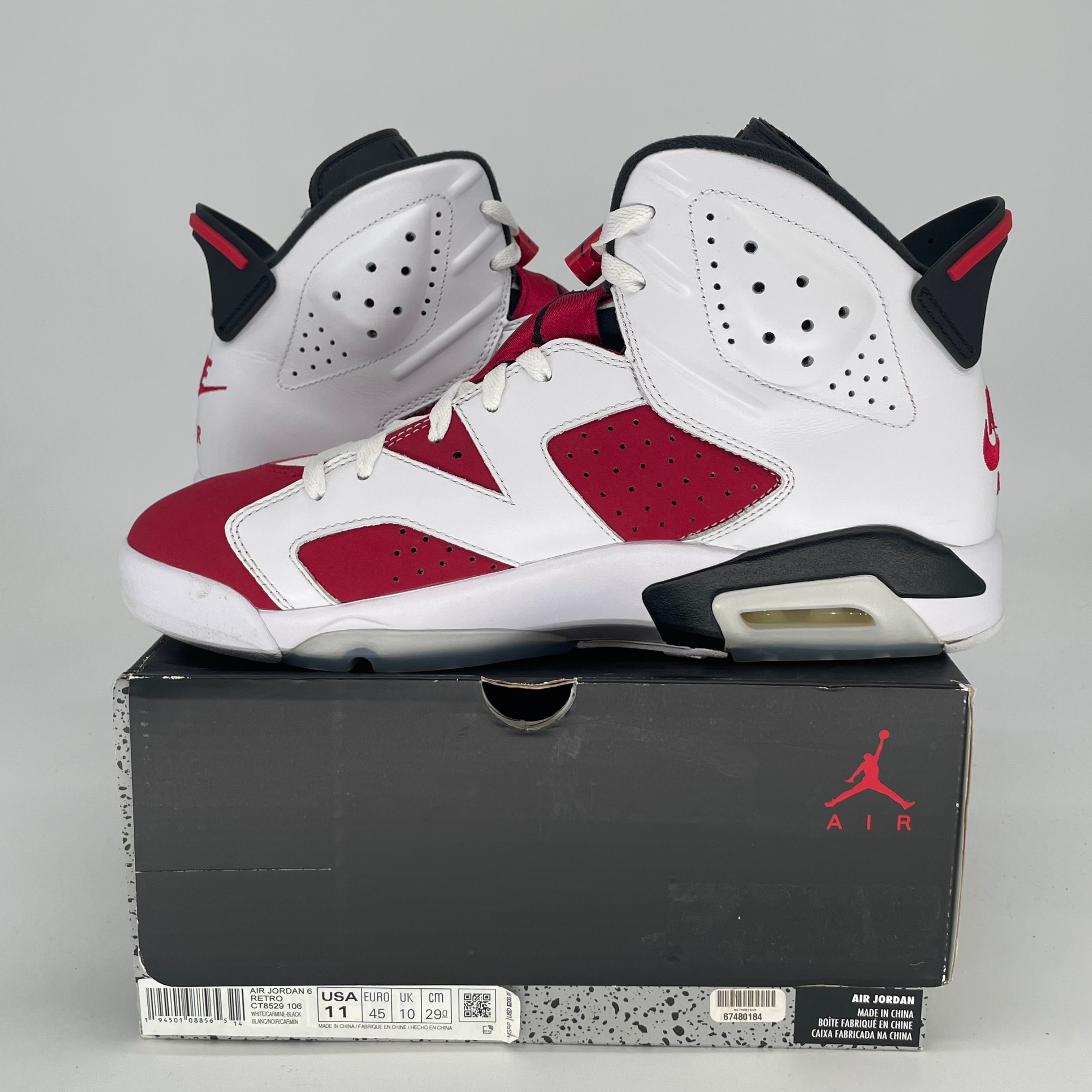 AIR JORDAN 6 CARMINE CT8529-106 SIZE 11/12.5W