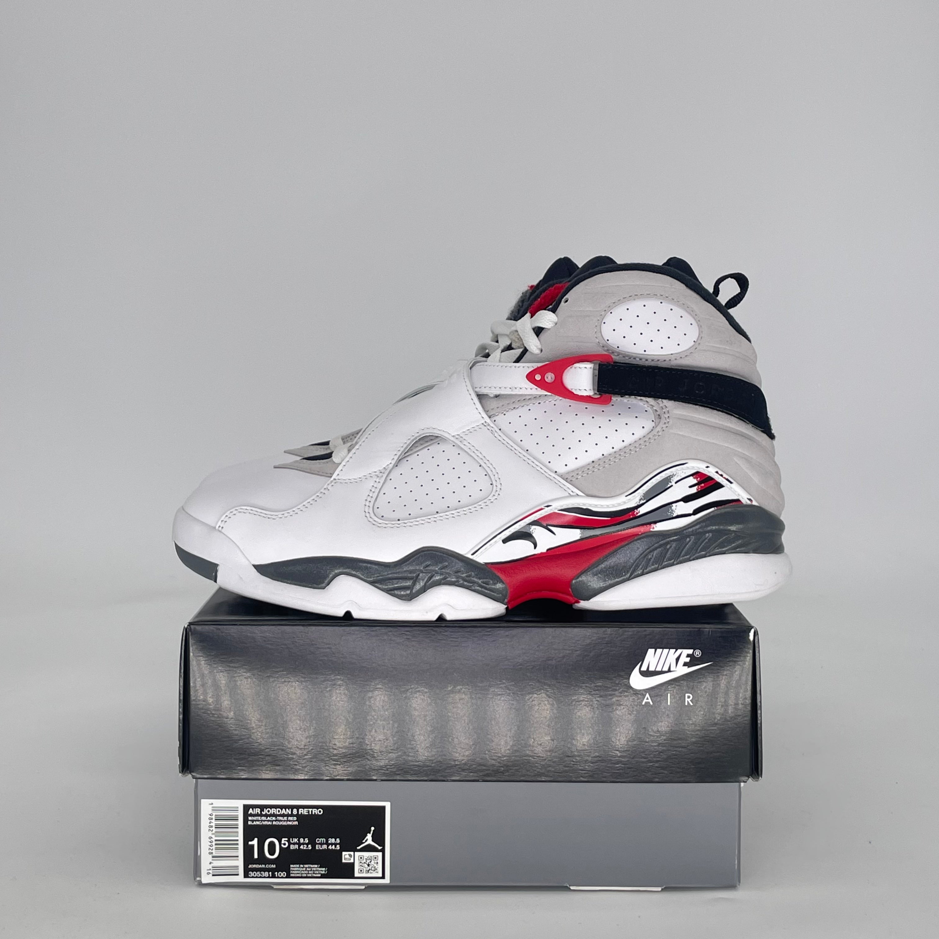AIR JORDAN 8 WHITE TRUE RED 305381-100 SIZE 10.5/12W