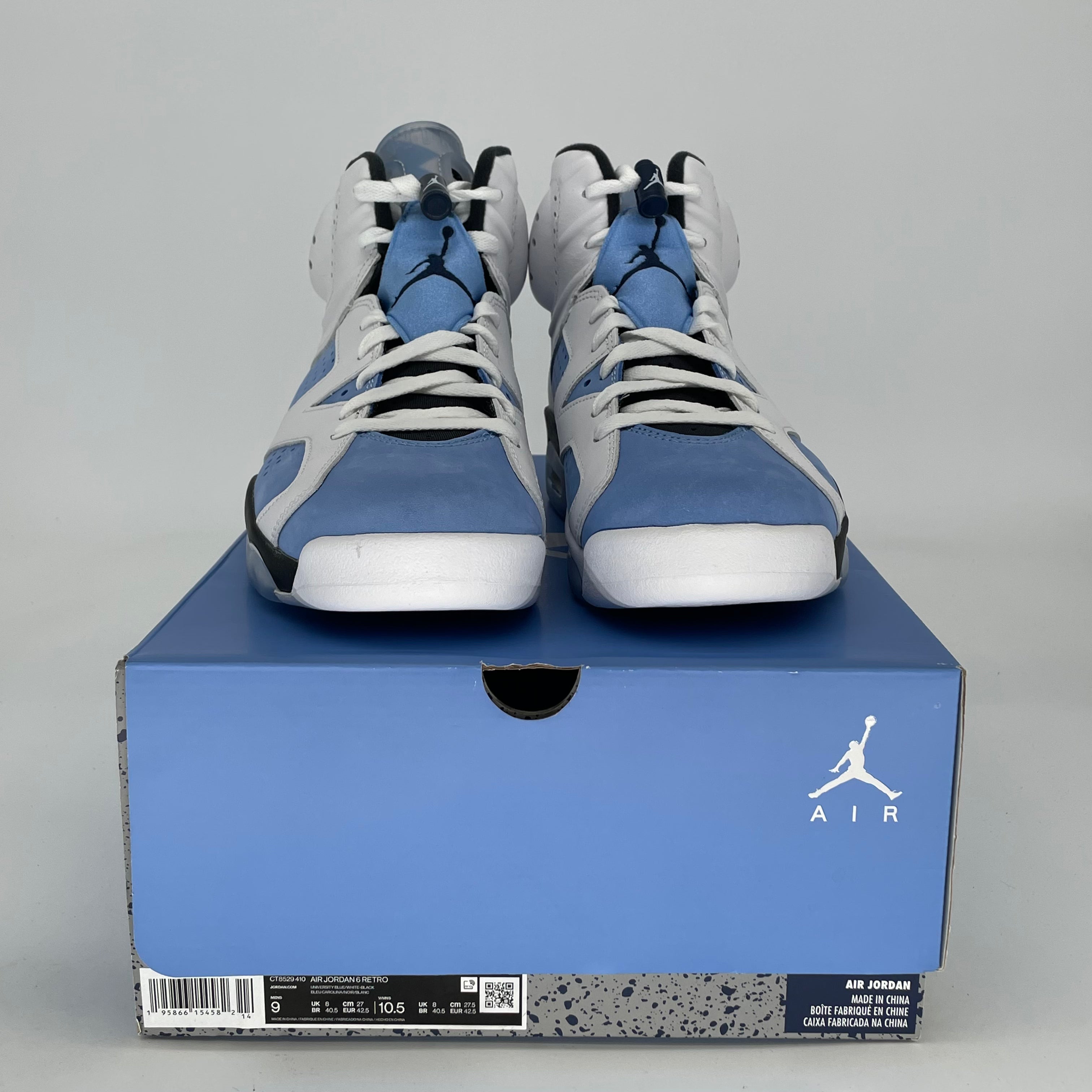 AIR JORDAN 6 UNC WHITE CT8529-410 SIZE 9/10.5W