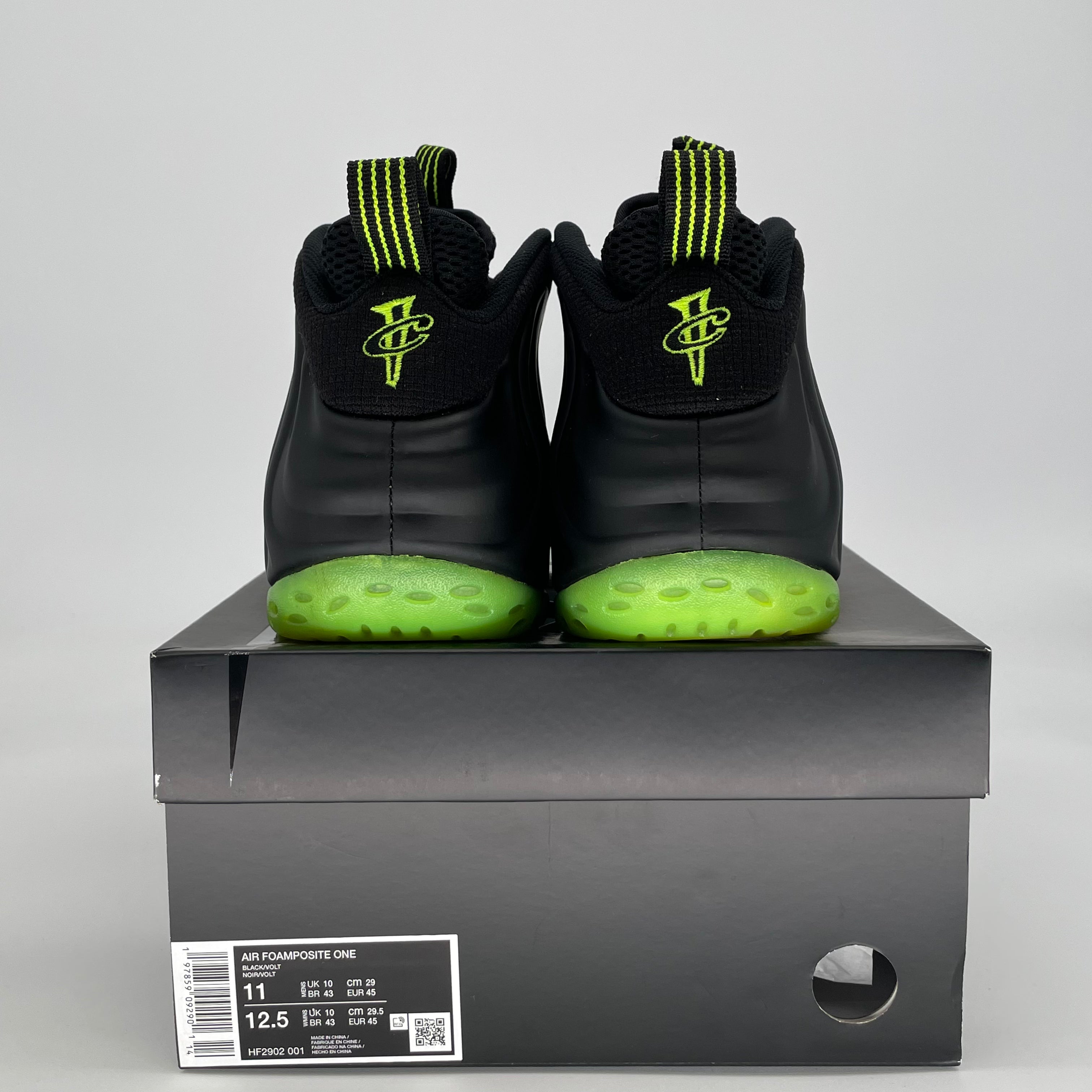 NIKE AIR FOAMPOSITE ONE BLACK VOLT HF2902-001 SIZE 11/12.5W