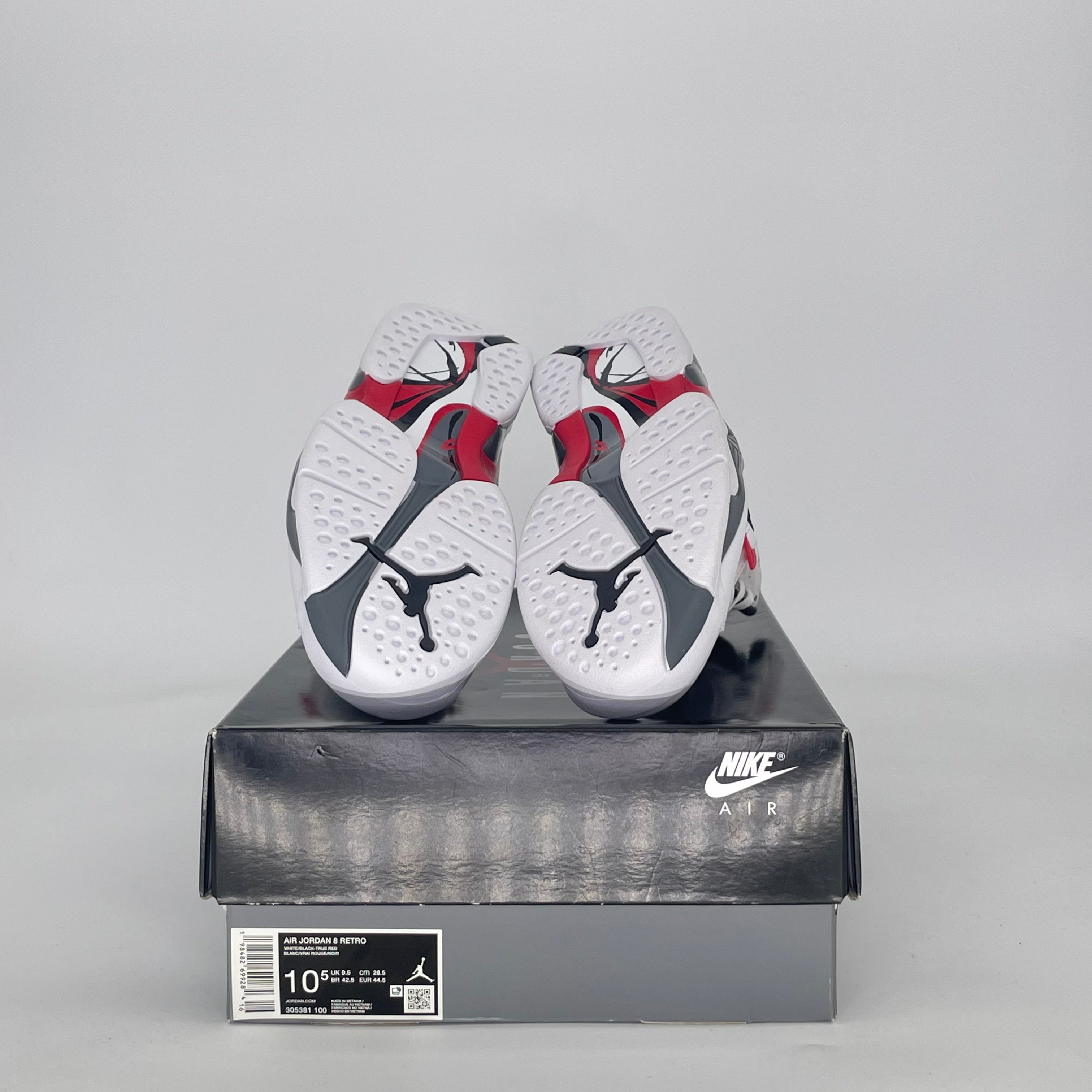AIR JORDAN 8 WHITE TRUE RED 305381100 SIZE 10.5/12W