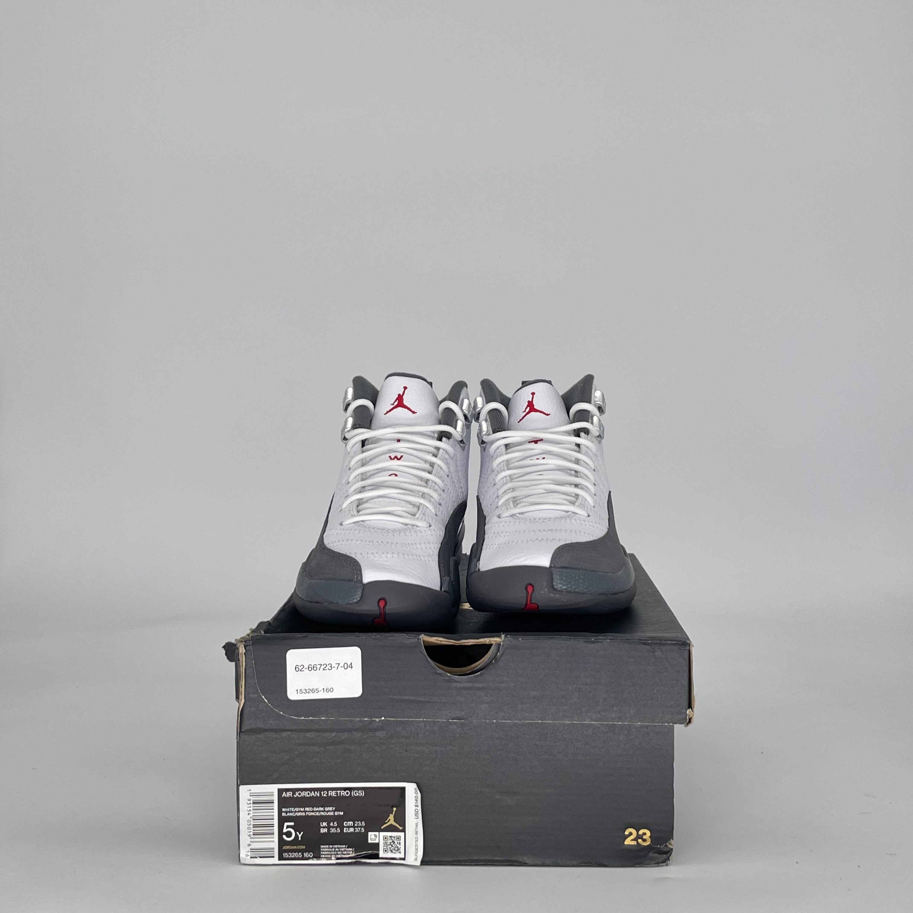 AIR JORDAN 12 WHITE DARK GREY 153265-160 SIZE 5/6.5W