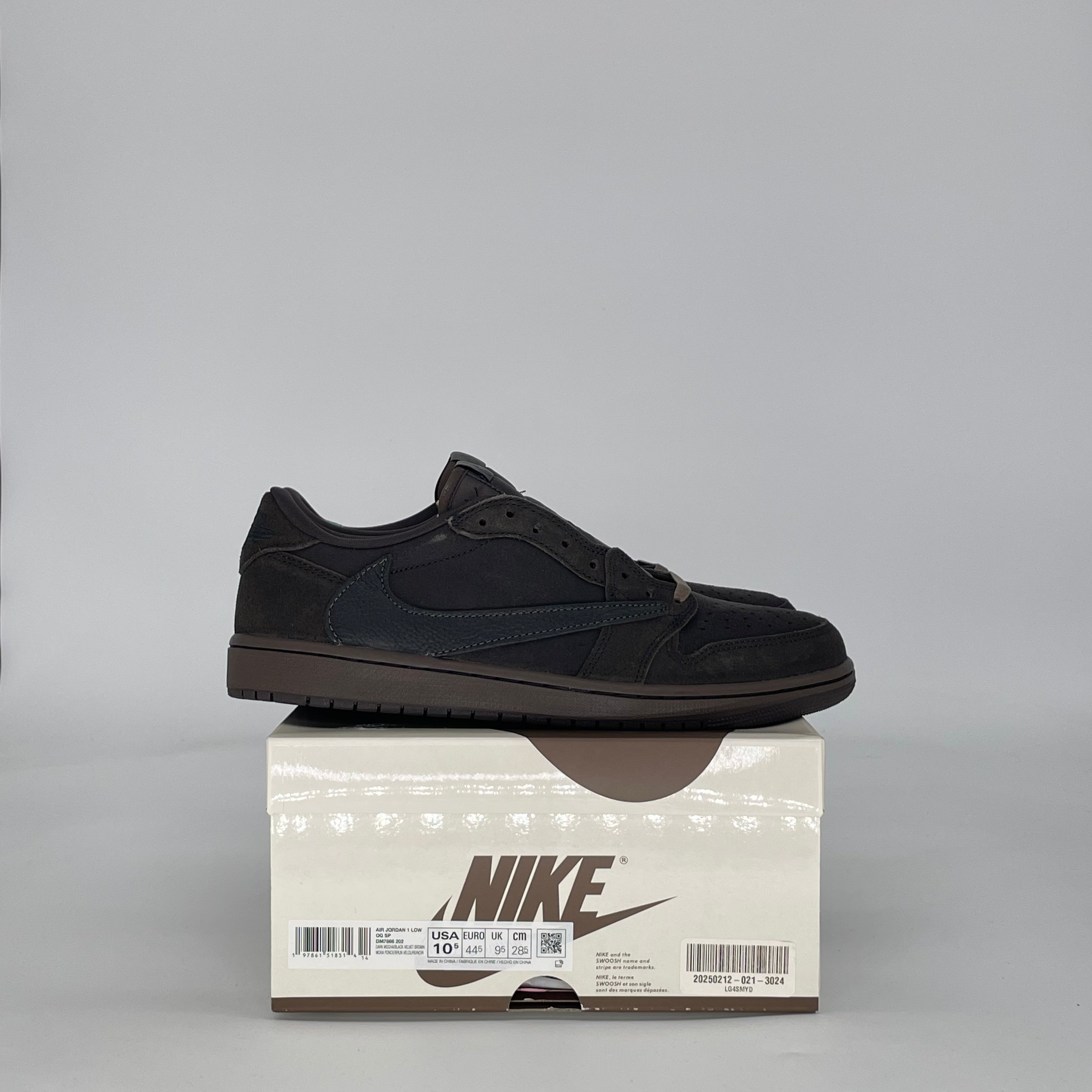 AIR JORDAN 1 LOW TRAVIS SCOTT VELVET BROWN DM7866-202 SIZE 10.5/12W