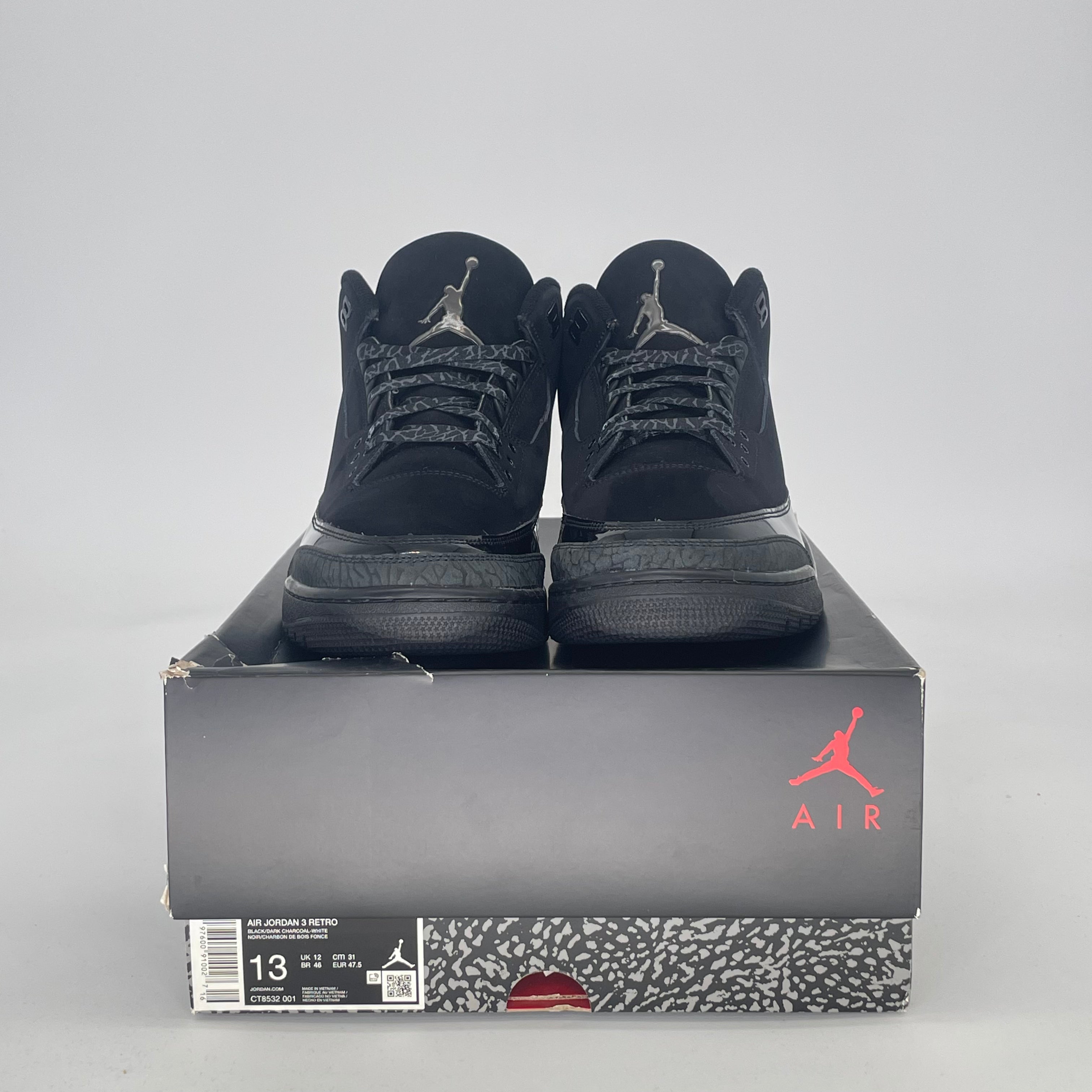 AIR JORDAN 3 BLACK CAT CT8532-001 SIZE 13/14.5W