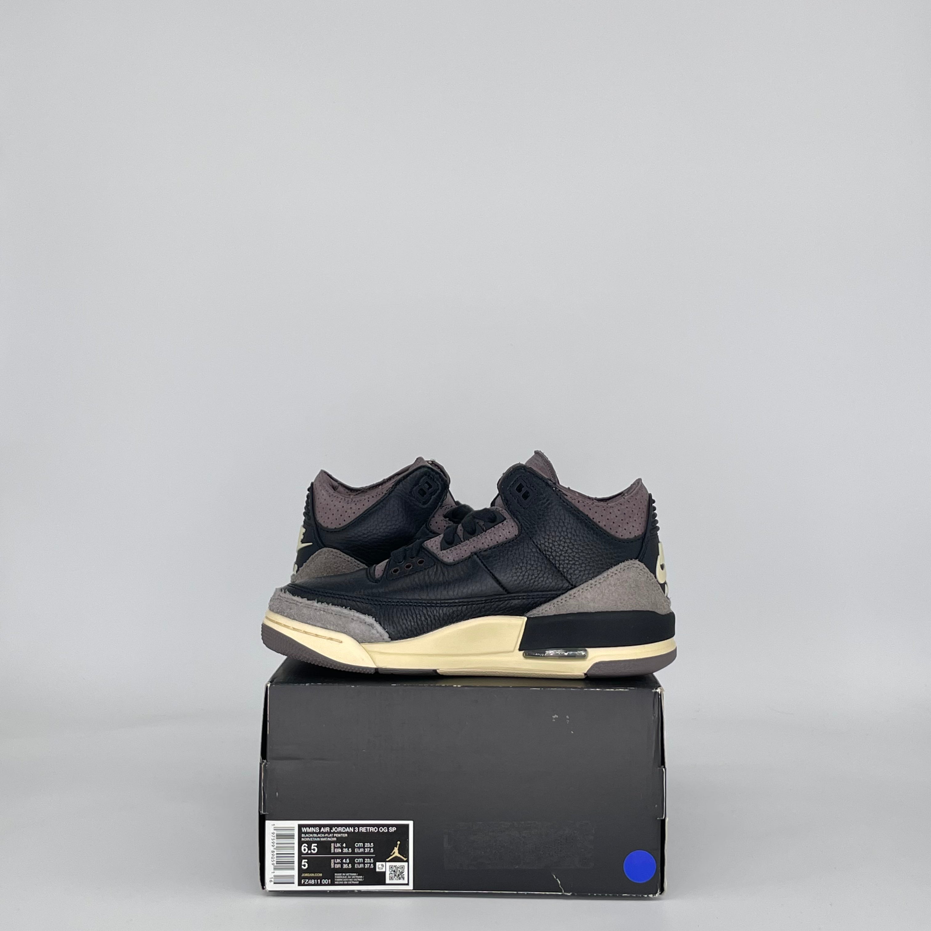 AIR JORDAN 3 A MA MANIERE WHILE YOU WERE SLEEPING FZ4811-001 SIZE 5/6.5W GS