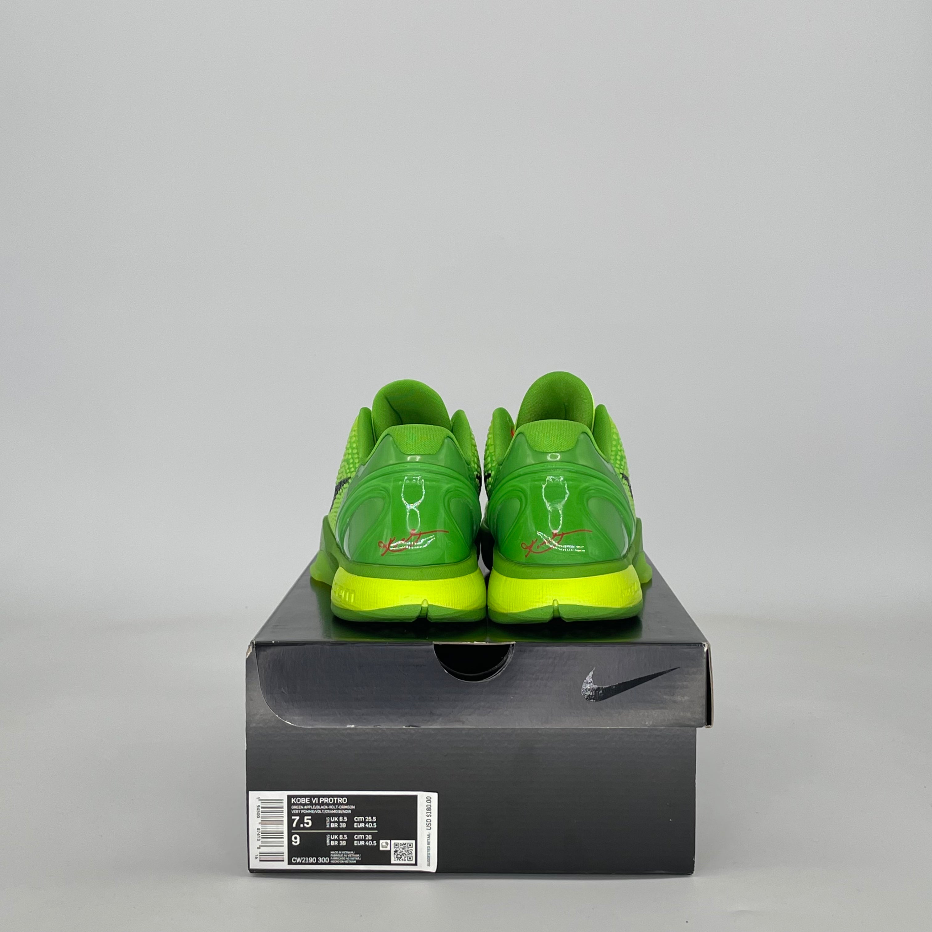 NIKE KOBE 6 PROTRO GRINCH (2020) CW2190-300 SIZE 7.5/9W MENS