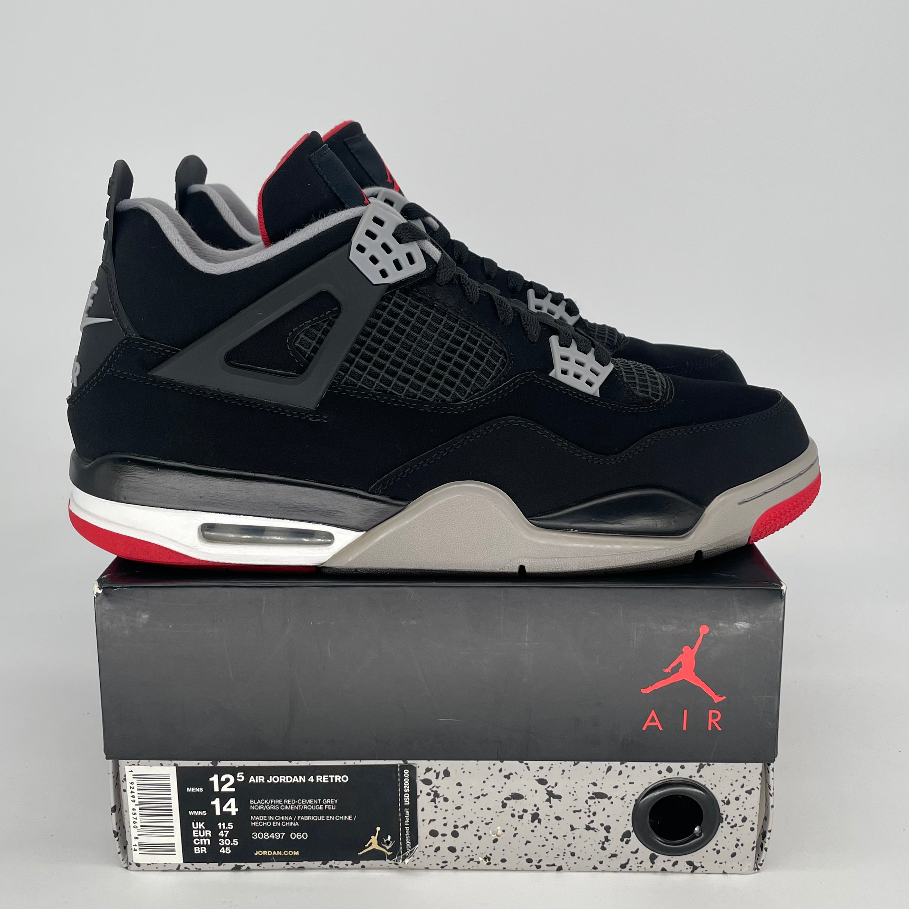 AIR JORDAN 4 BRED 2019 308497-060 SIZE 12.5/14W