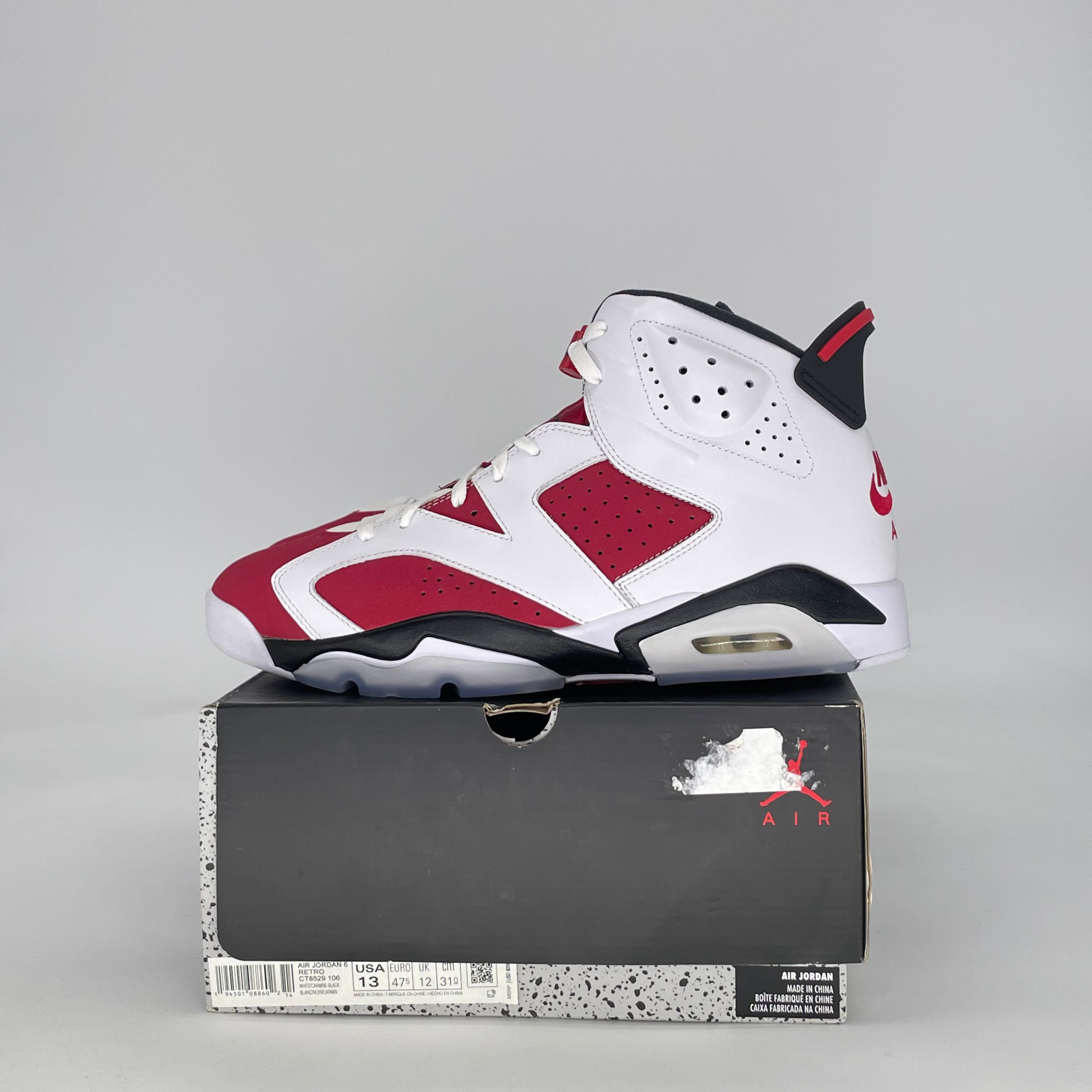 AIR JORDAN 6 CARMINE (2021) CT8529-106 SIZE 13/14.5W