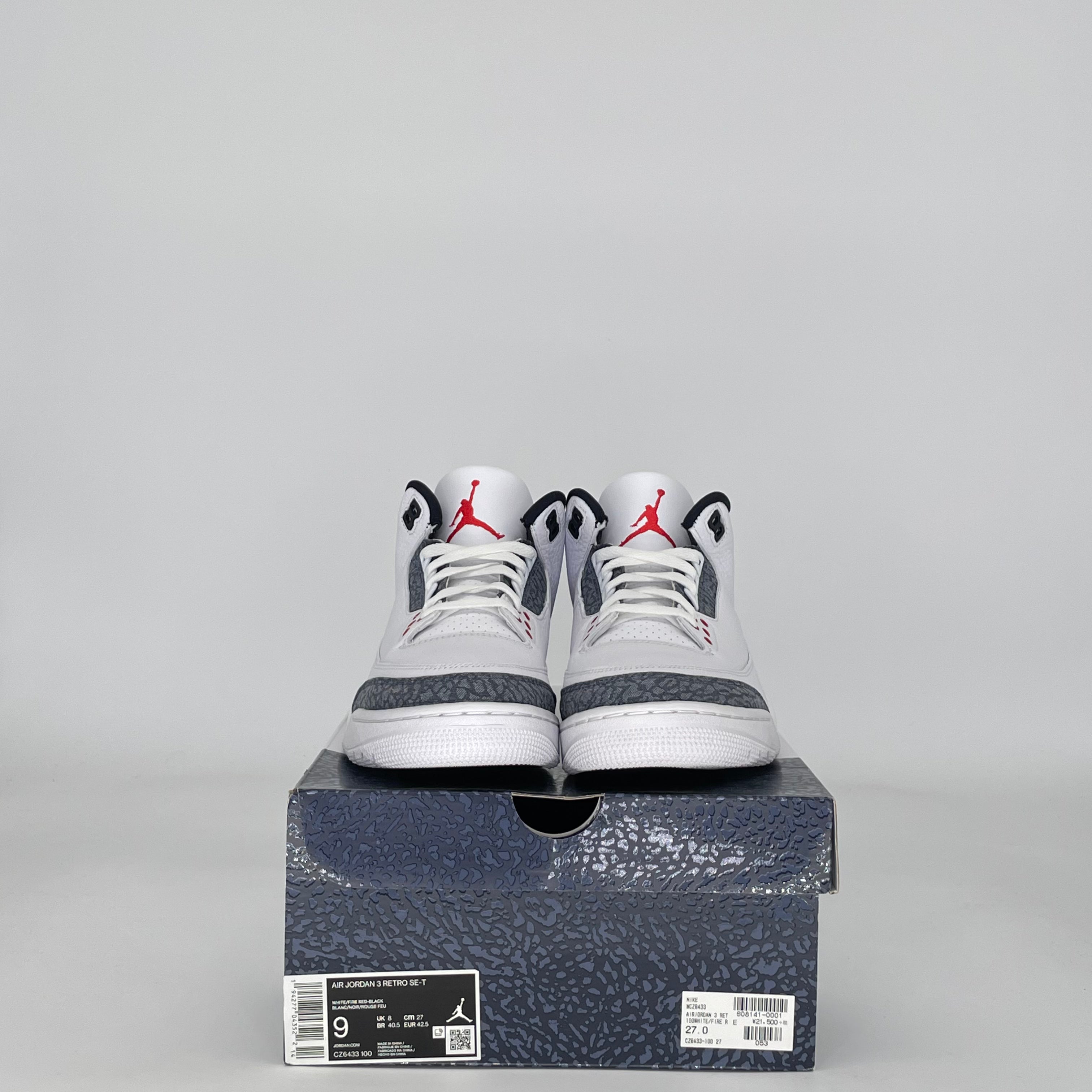 AIR JORDAN 3 FIRE RED DENIM CZ6433-100 SIZE 9/10.5W