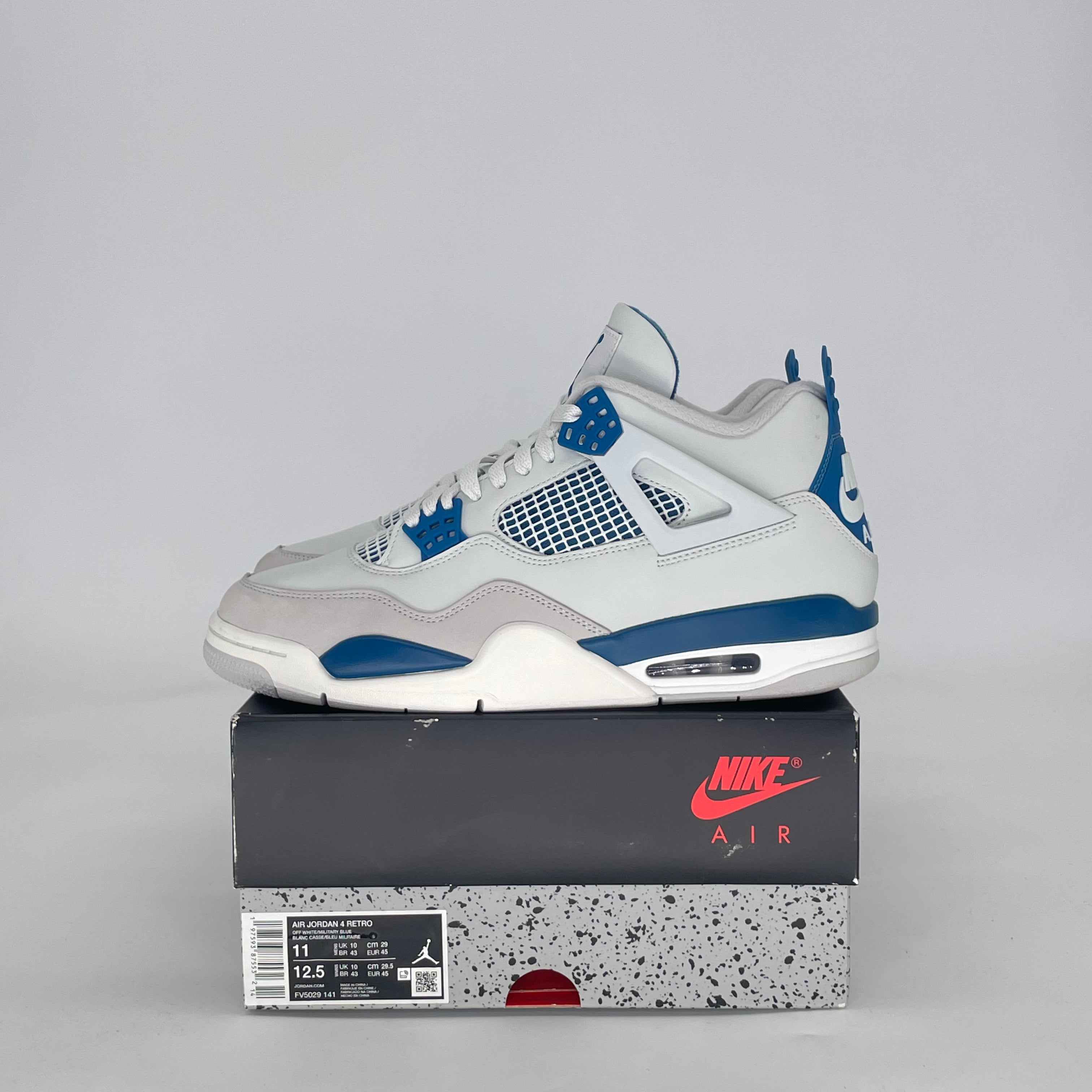 AIR JORDAN 4 MILITARY BLUE FV5029-141 SIZE 11/12.5W