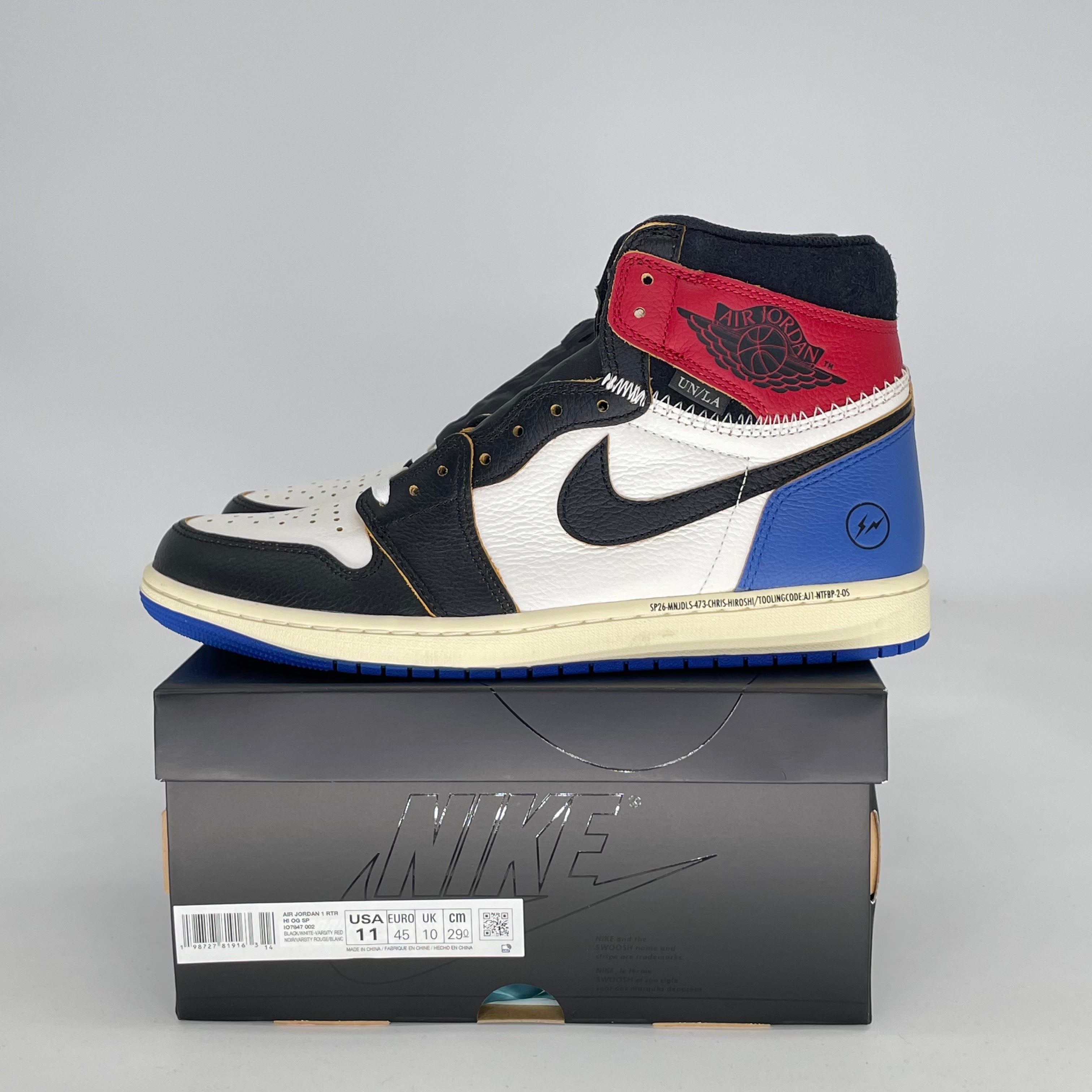 Air Jordan 1 Fragment x Union LA Size 11/12.5W - Varsity Red/Sport Roy
