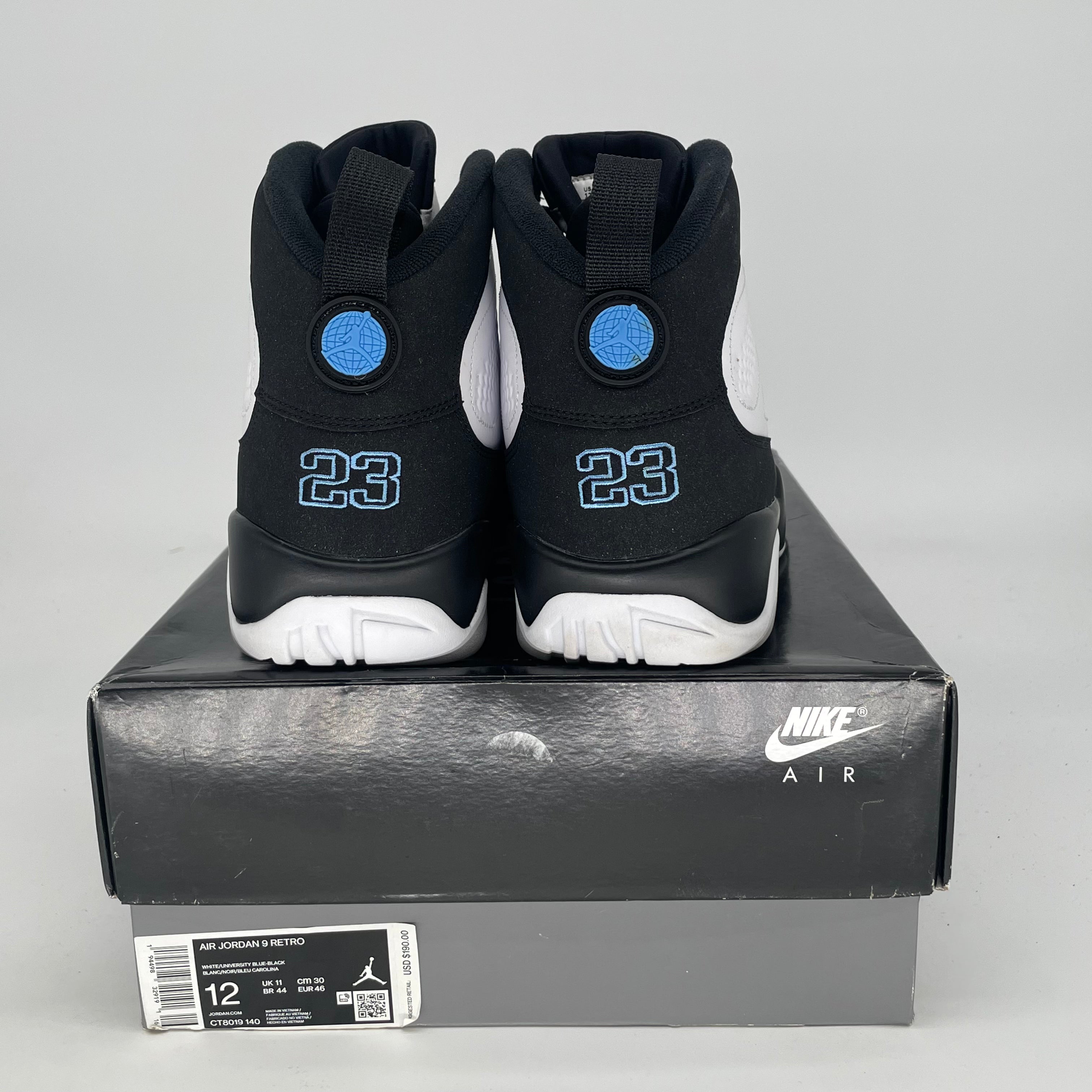AIR JORDAN 9 UNIVERSITY BLUE CT8019-140 SIZE 12/13.5W