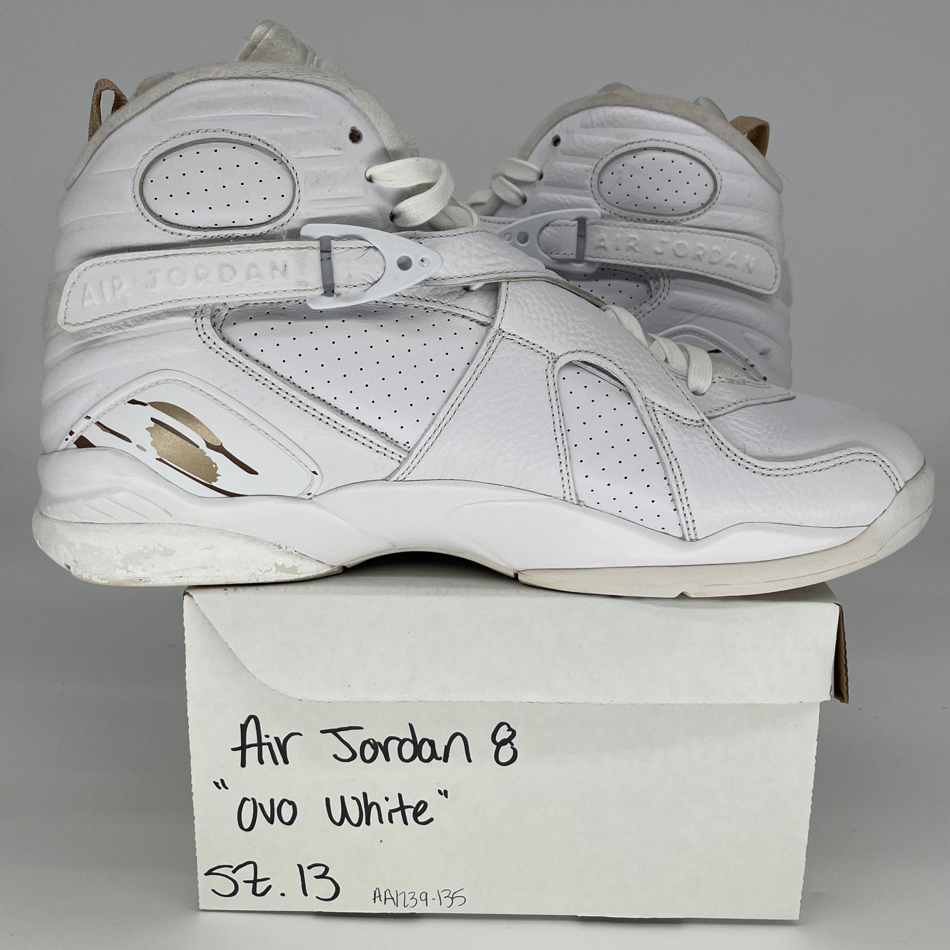 AIR JORDAN 8 OVO WHITE  AA1239-135 SIZE 13/14.5W