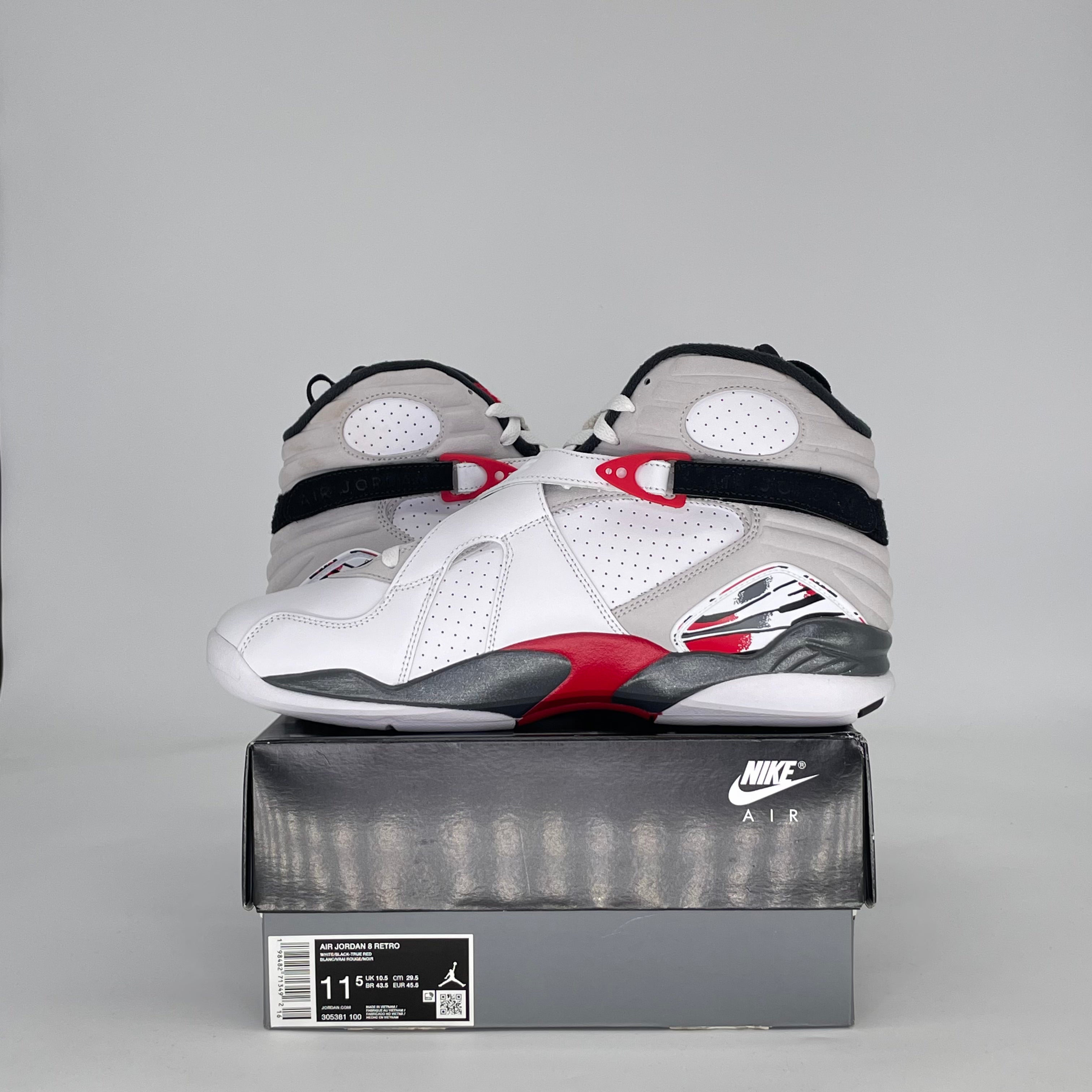 AIR JORDAN 8 WHITE TRUE RED 305381-100 SIZE 11.5/13W