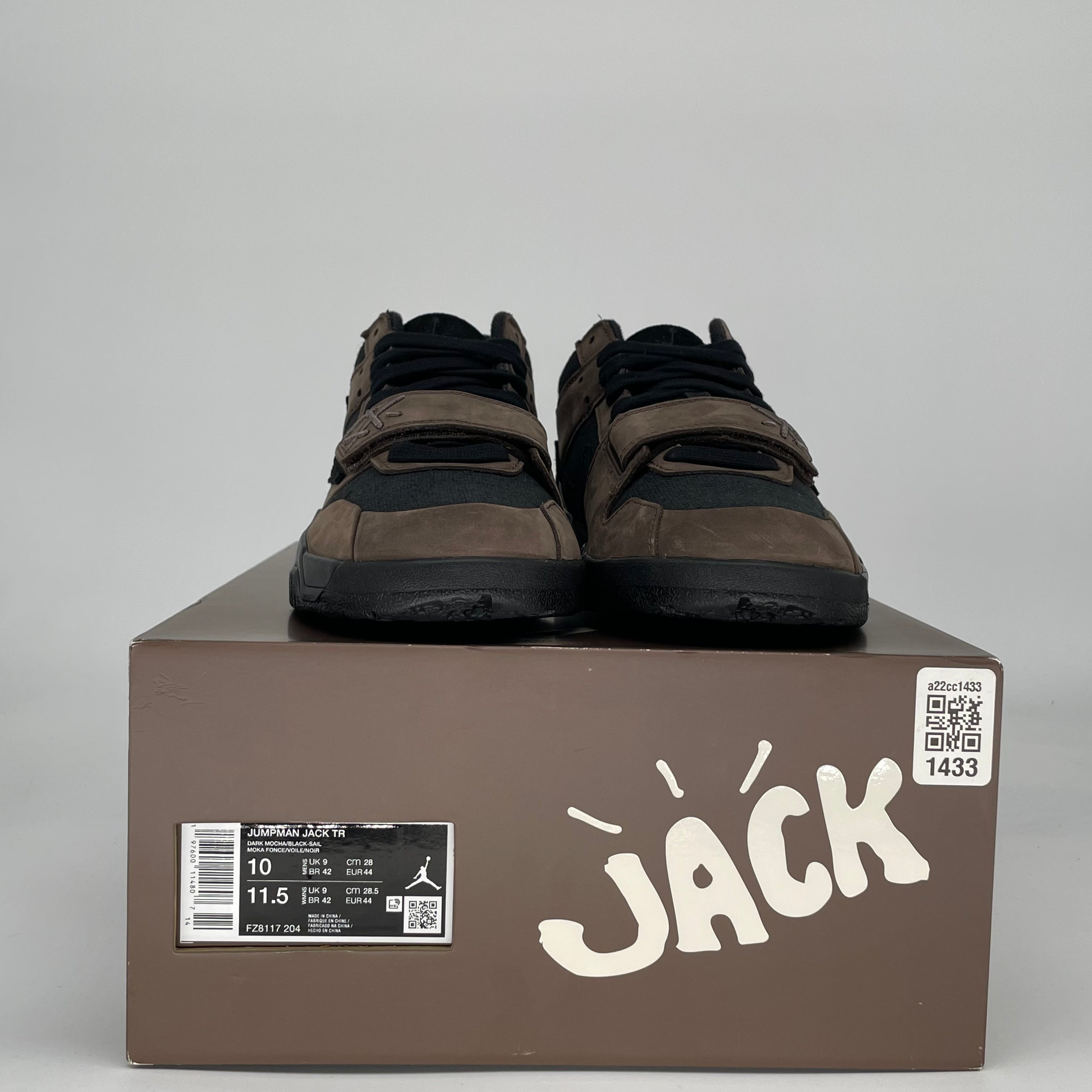 TRAVIS SCOTT X JORDAN JUMPMAN JACK TR DARK MOCHA FZ8117-204 SIZE 10/11.5W