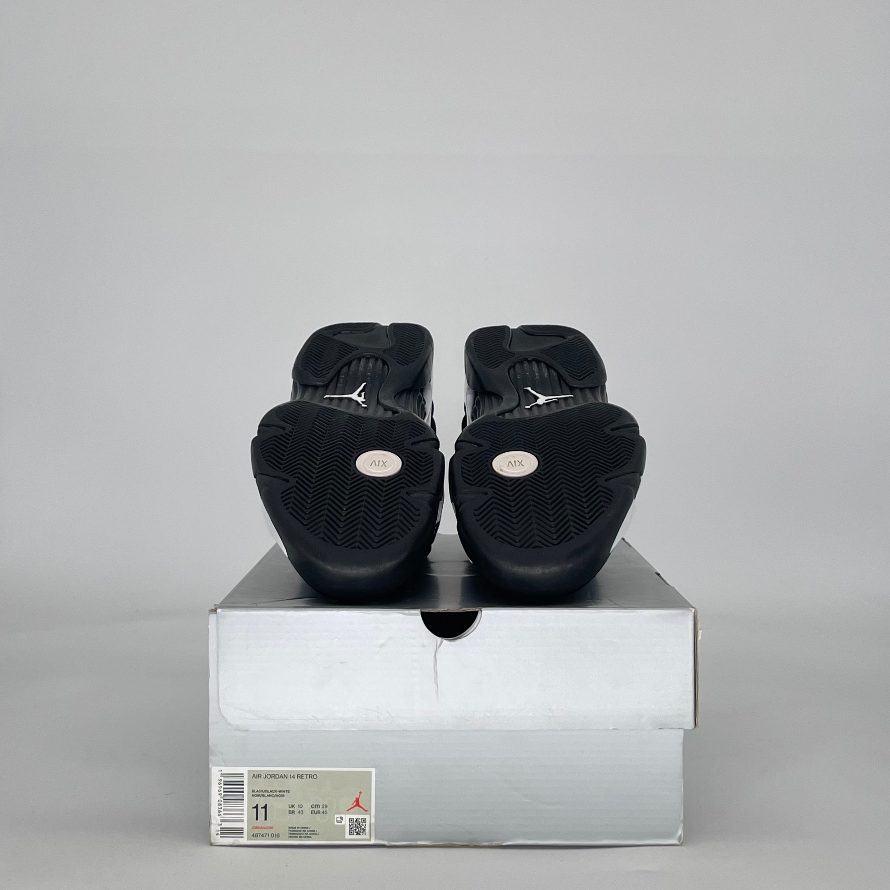 AIR JORDAN 14 BLACK WHITE 487471-016 SIZE 11/12.5W