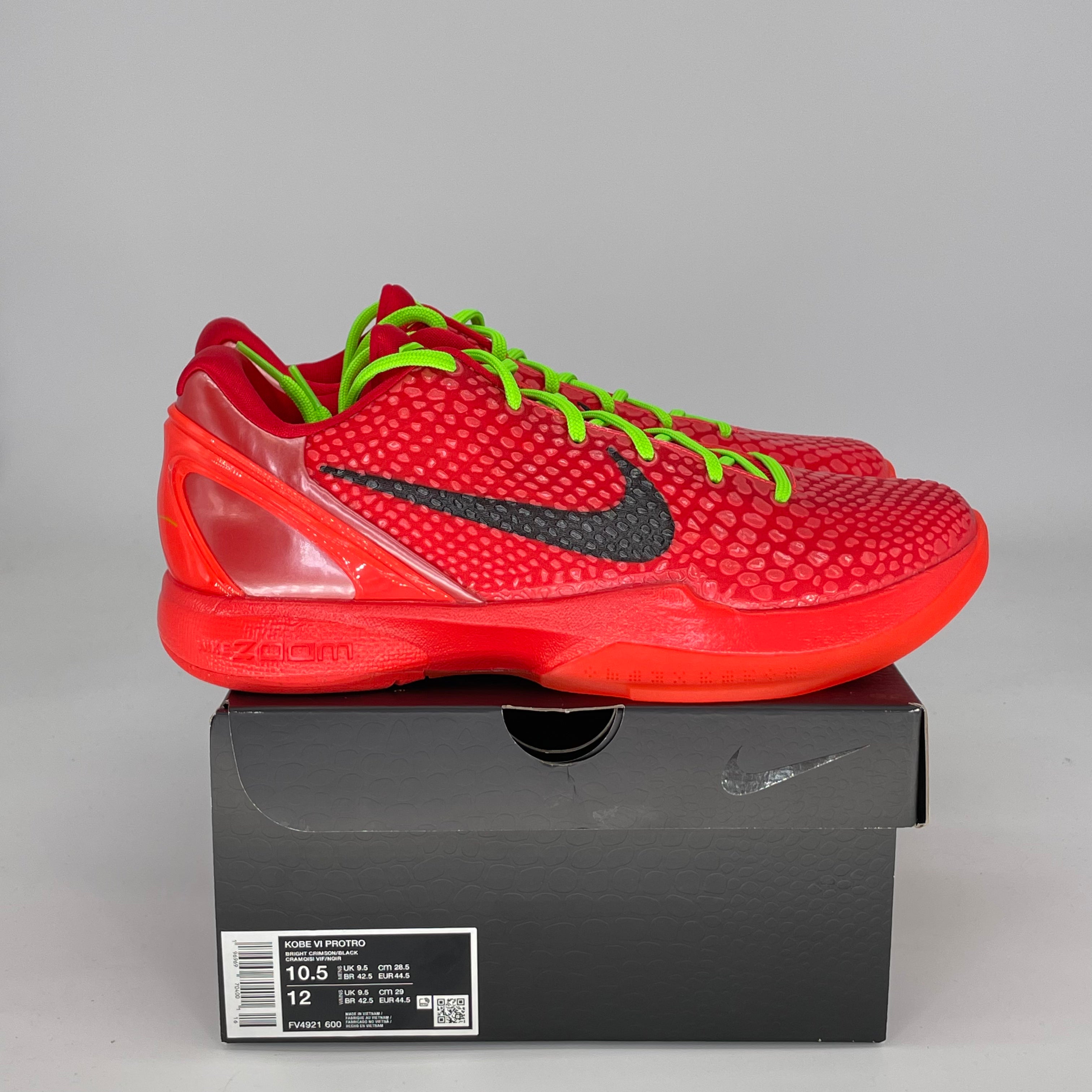 NIKE KOBE 6 PROTRO REVERSE GRINCH FV4921-600 SIZE 10.5/12W