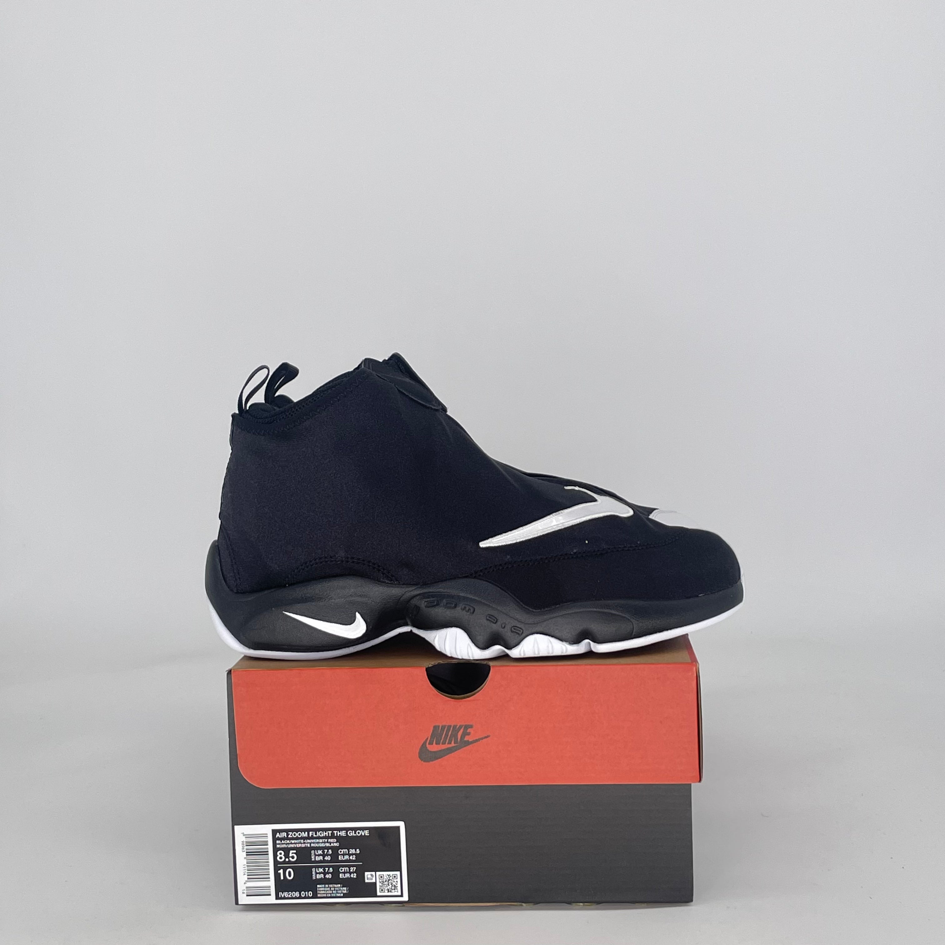 NIKE AIR ZOOM FLIGHT THE GLOVE BLACK WHITE OG IV6206-010 SIZE 8.5/10W