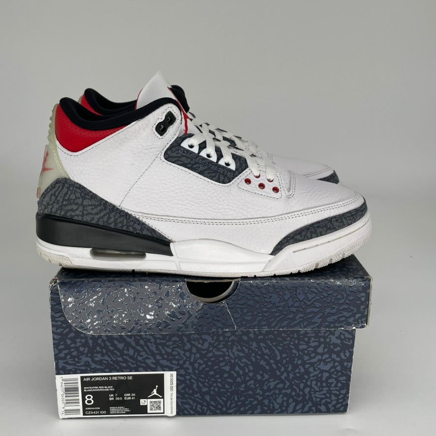 AIR JORDAN 3 FIRE RED DENIM SIZE 8 CZ6431-100