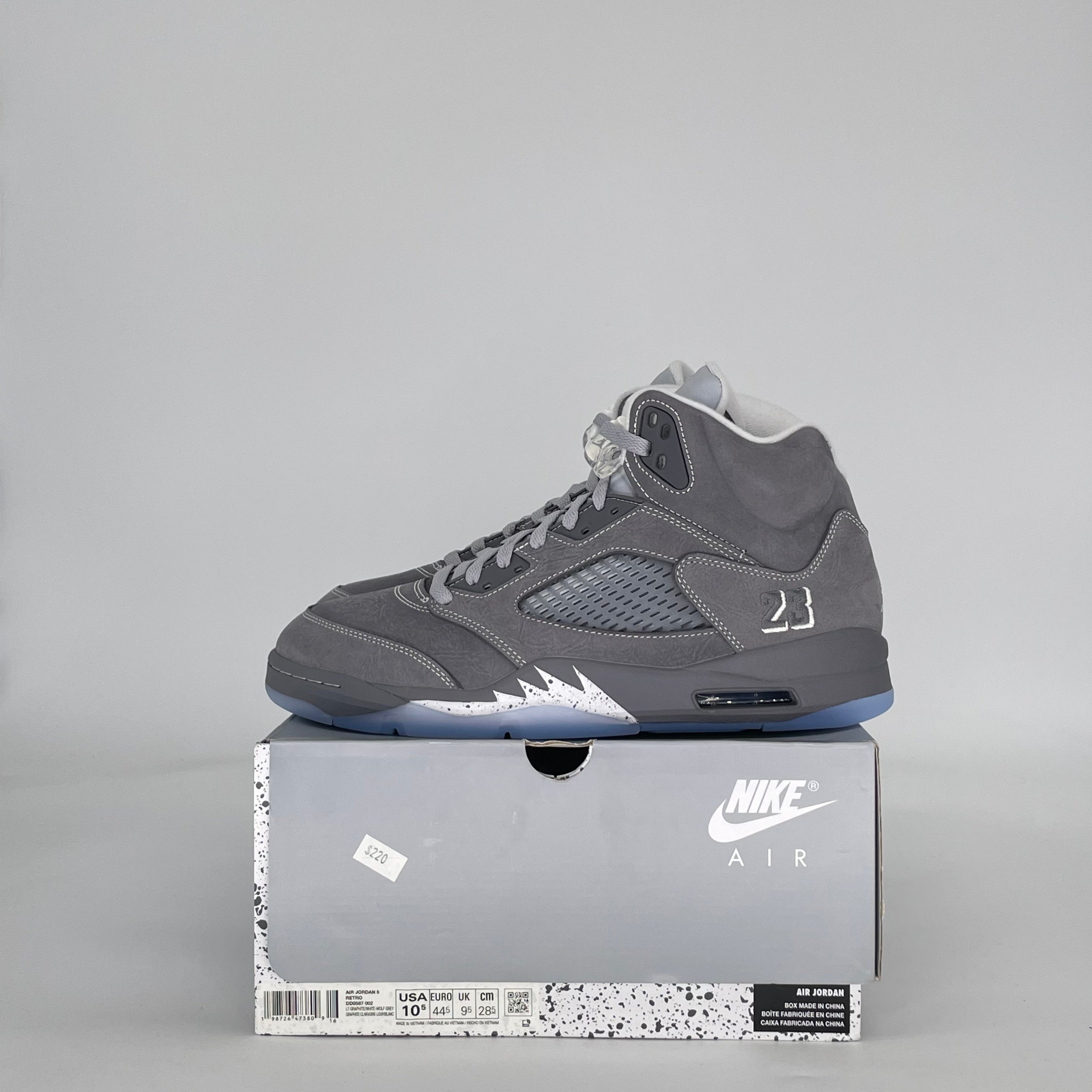 AIR JORDAN 5 WOLF GREY DD0587-002 SIZE 10.5/12W