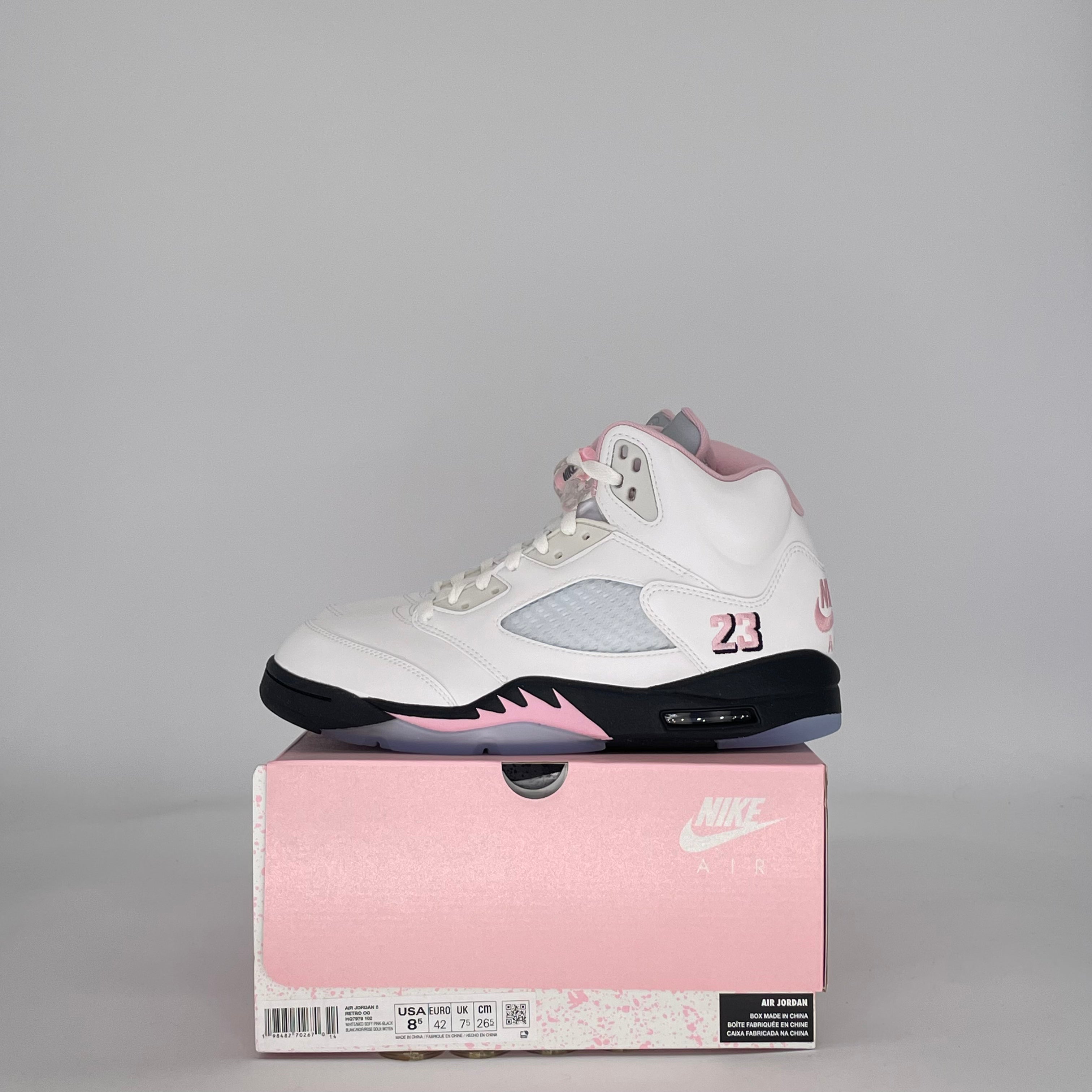 AIR JORDAN 5 MEDIUM SOFT PINK HQ7978-102 SIZE 8.5/10W