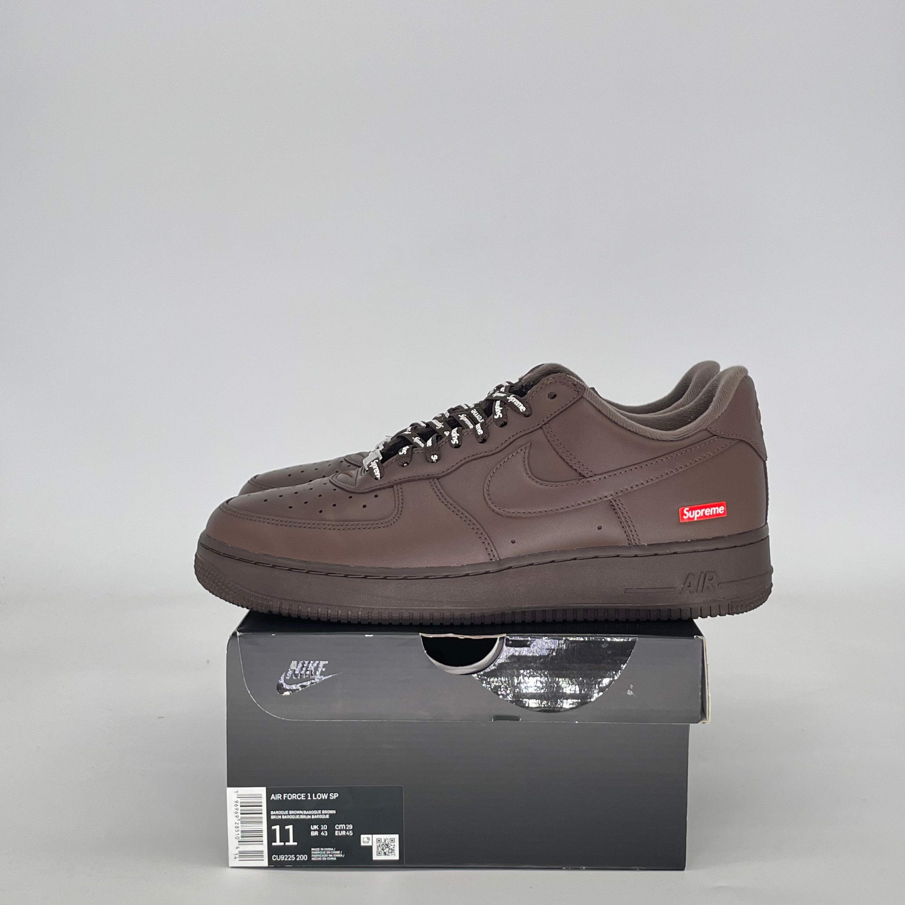 NIKE AIR FORCE 1 LOW X SUPREME BAROQUE BROWN CU9225-200 SIZE 11/12.5W