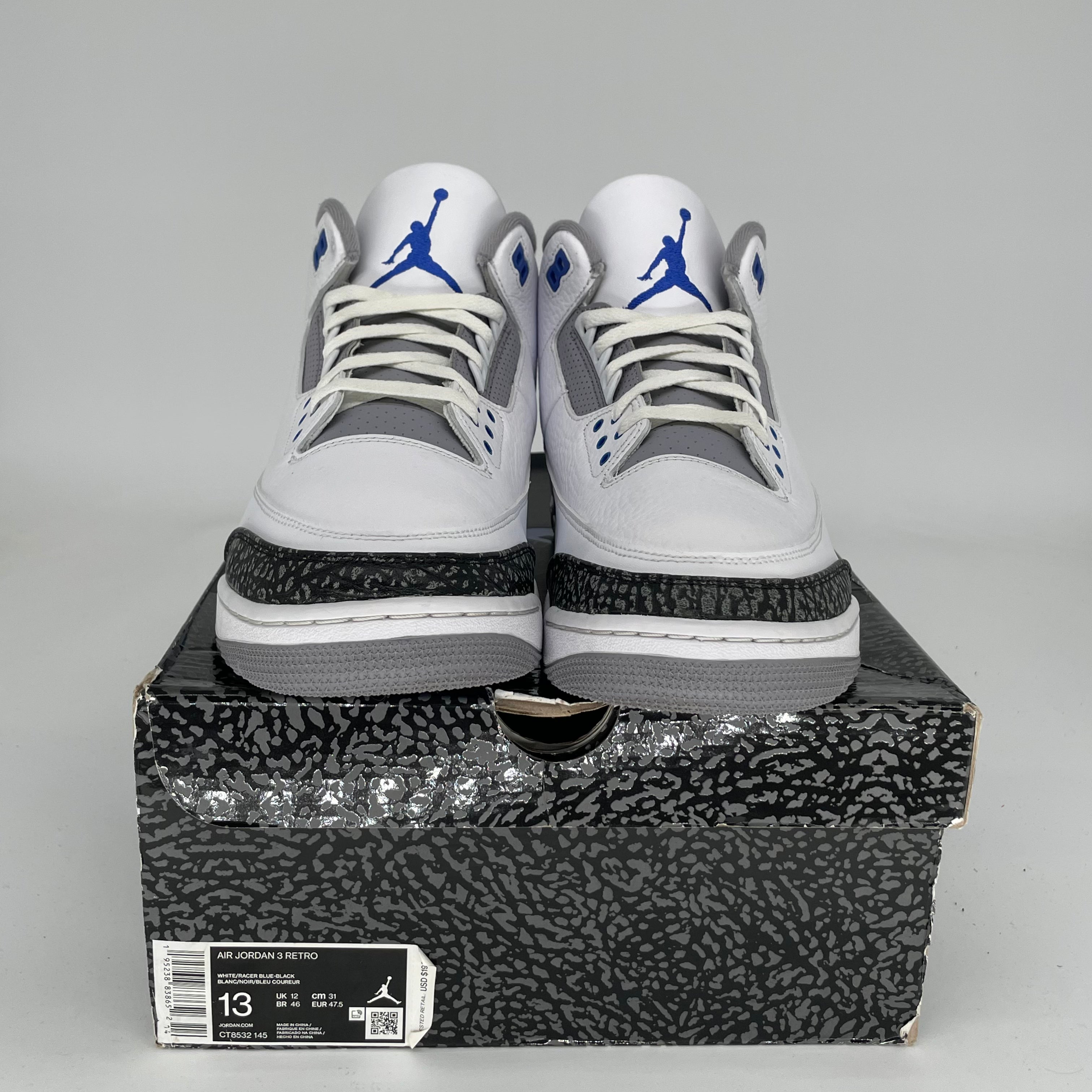 AIR JORDAN 3 RACER BLUE SIZE 13 CT8532-145