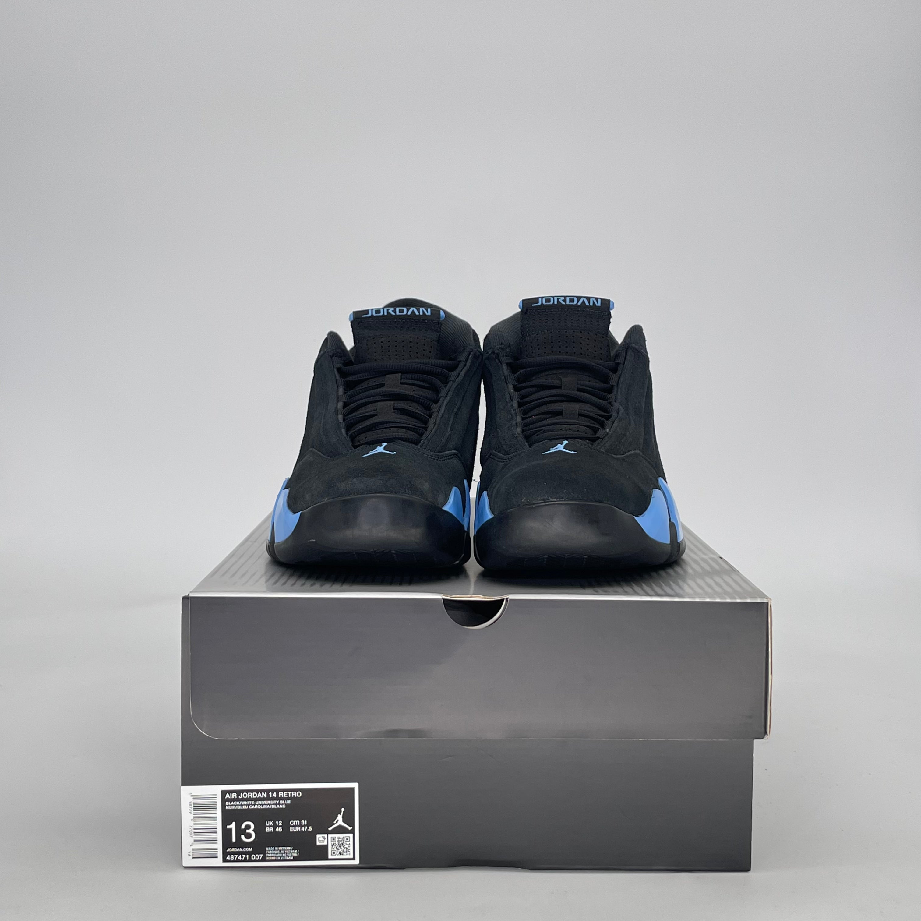 AIR JORDAN 14 BLACK UNIVERSITY BLUE 487471-007 SIZE 13/14.5W