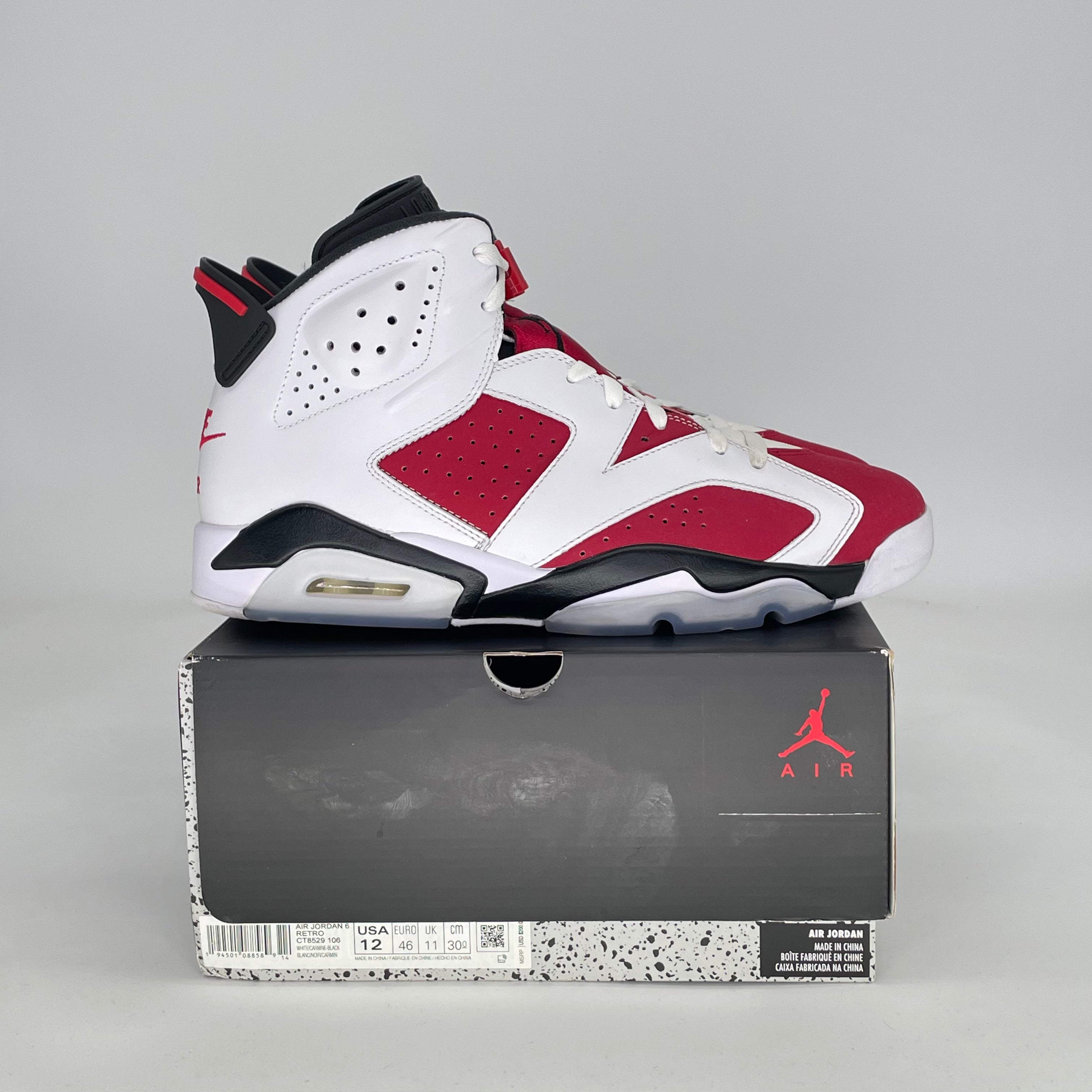 AIR JORDAN 6 CARMINE (2021) CT8529-106 SIZE 12/13.5W
