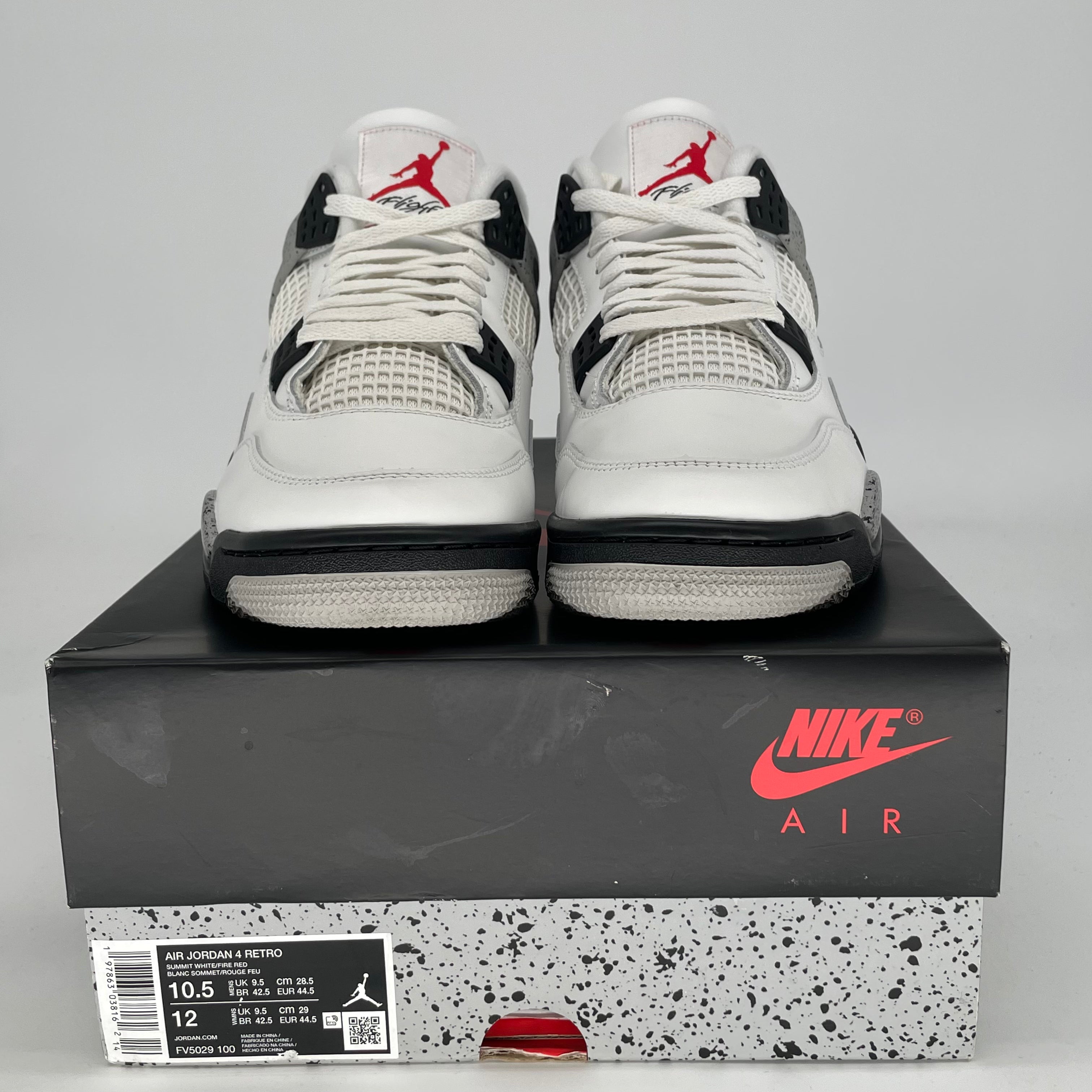 AIR JORDAN 4 WHITE CEMENT FV5029-100 SIZE 10.5/12W