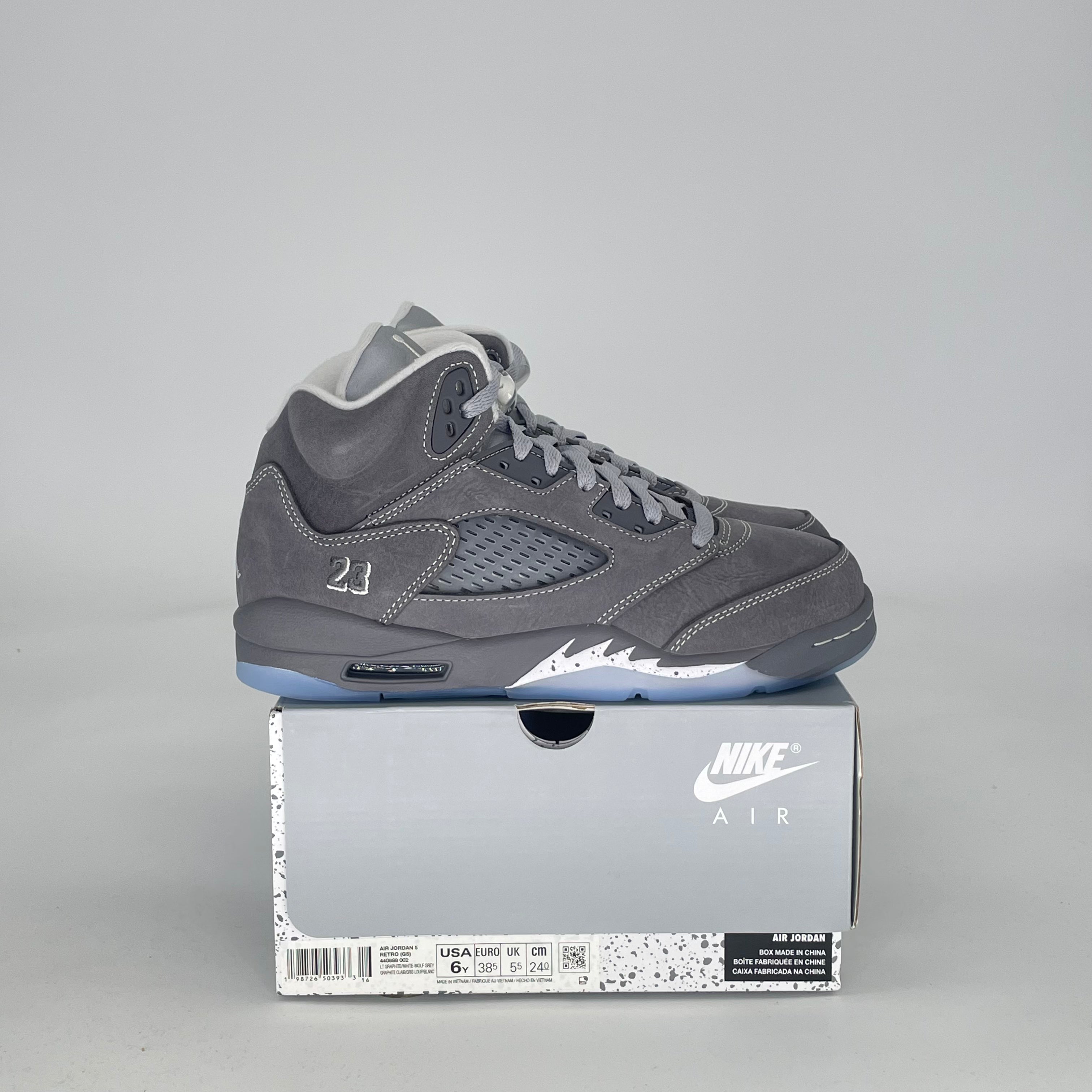 AIR JORDAN 5 WOLF GREY 440888-002 SIZE 6/7.5W GS