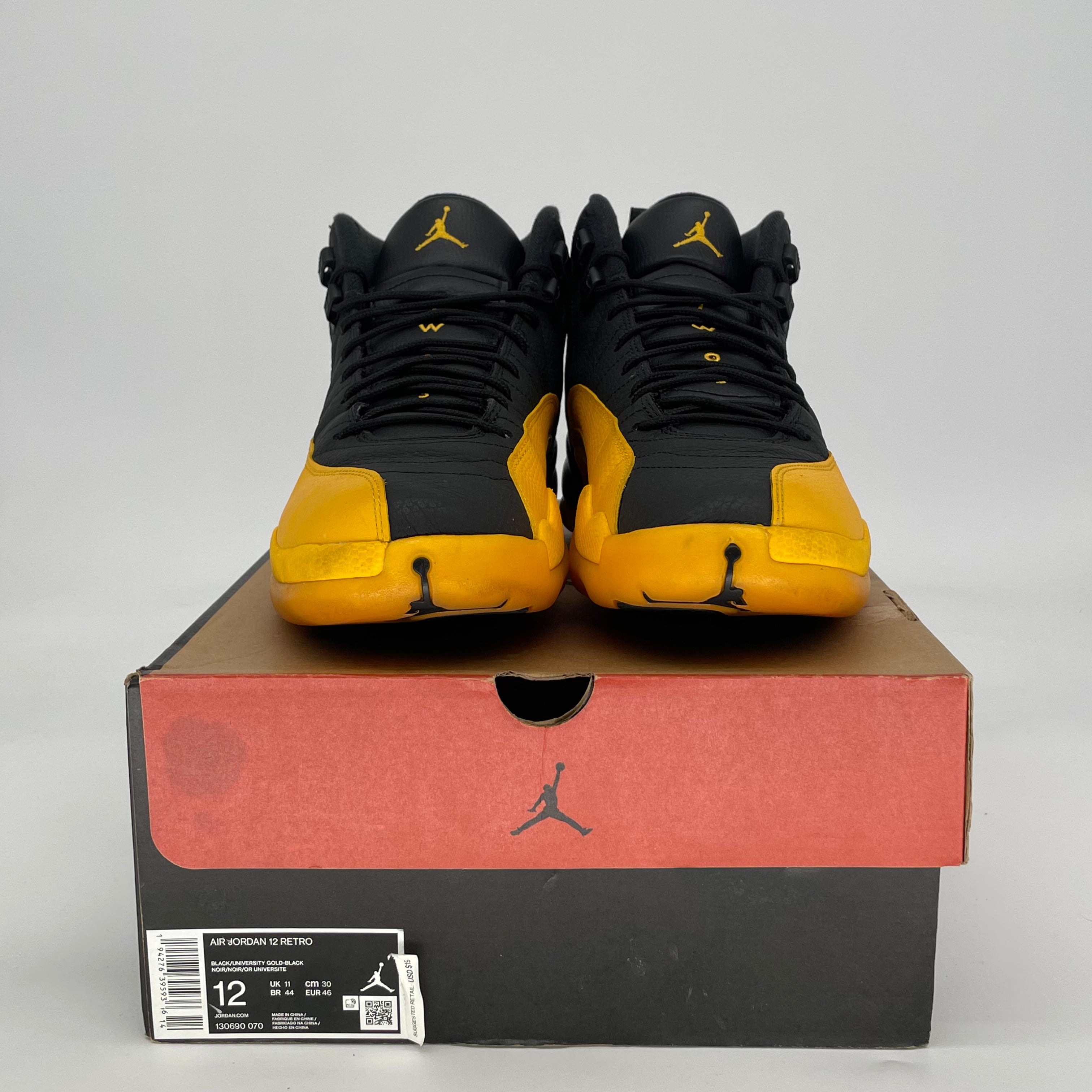 AIR JORDAN 12 BLACK UNIVERSITY GOLD 130690-070 SIZE 12/13.5W