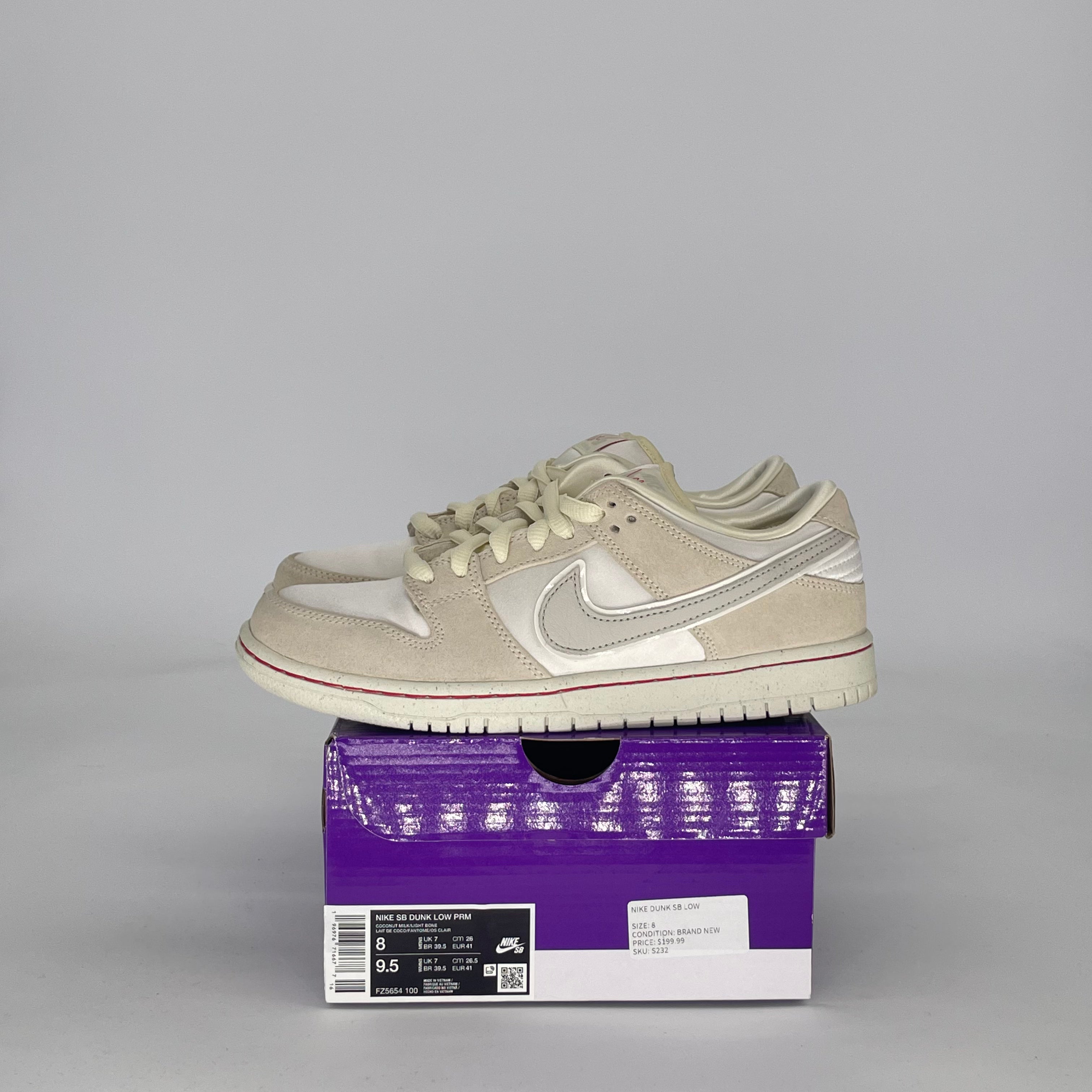 NIKE SB DUNK LOW CITY OF LOVE LIGHT BONE FZ5654-100 SIZE 8/9.5W