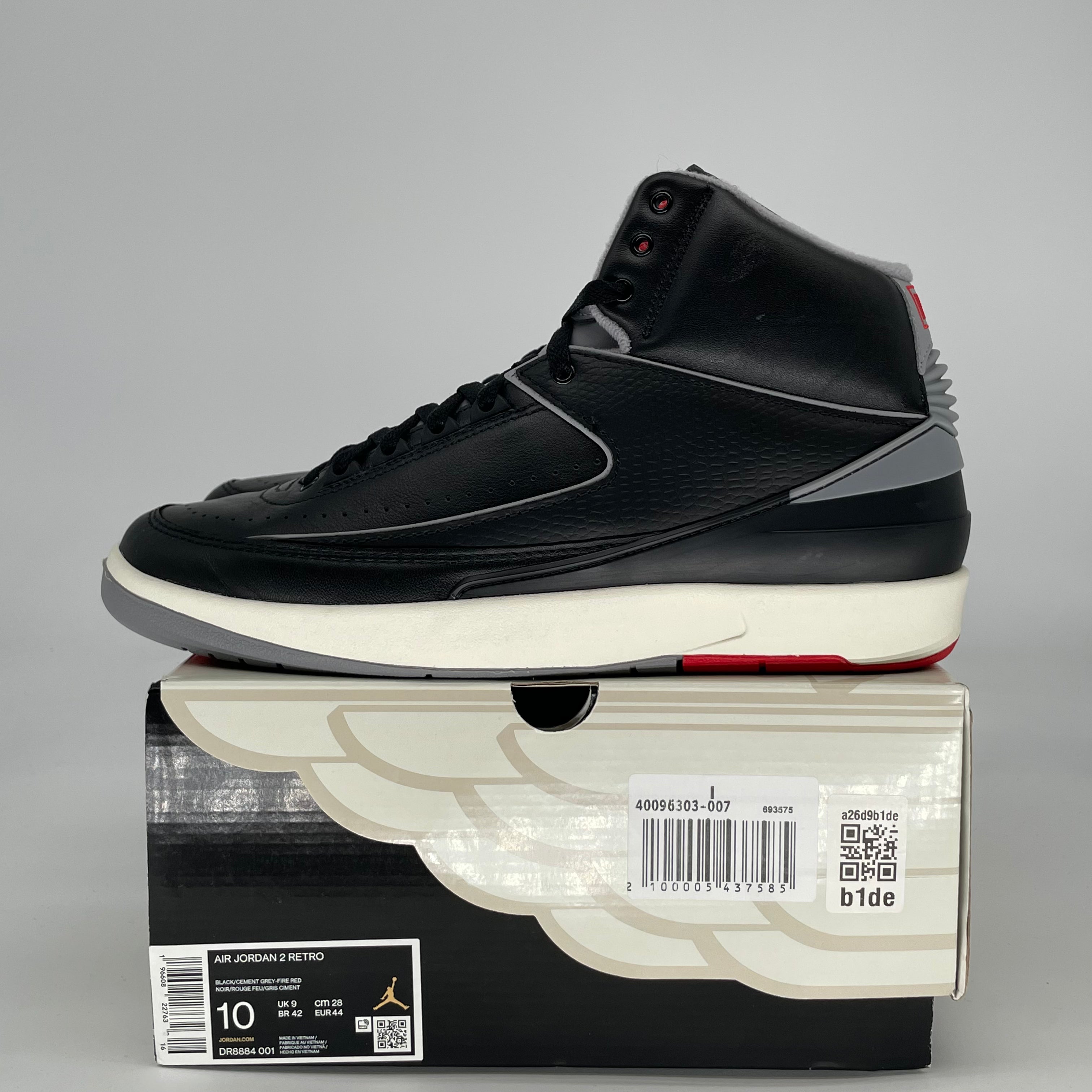 AIR JORDAN 2 BLACK CEMENT DR8884-001 SIZE 10/11.5W