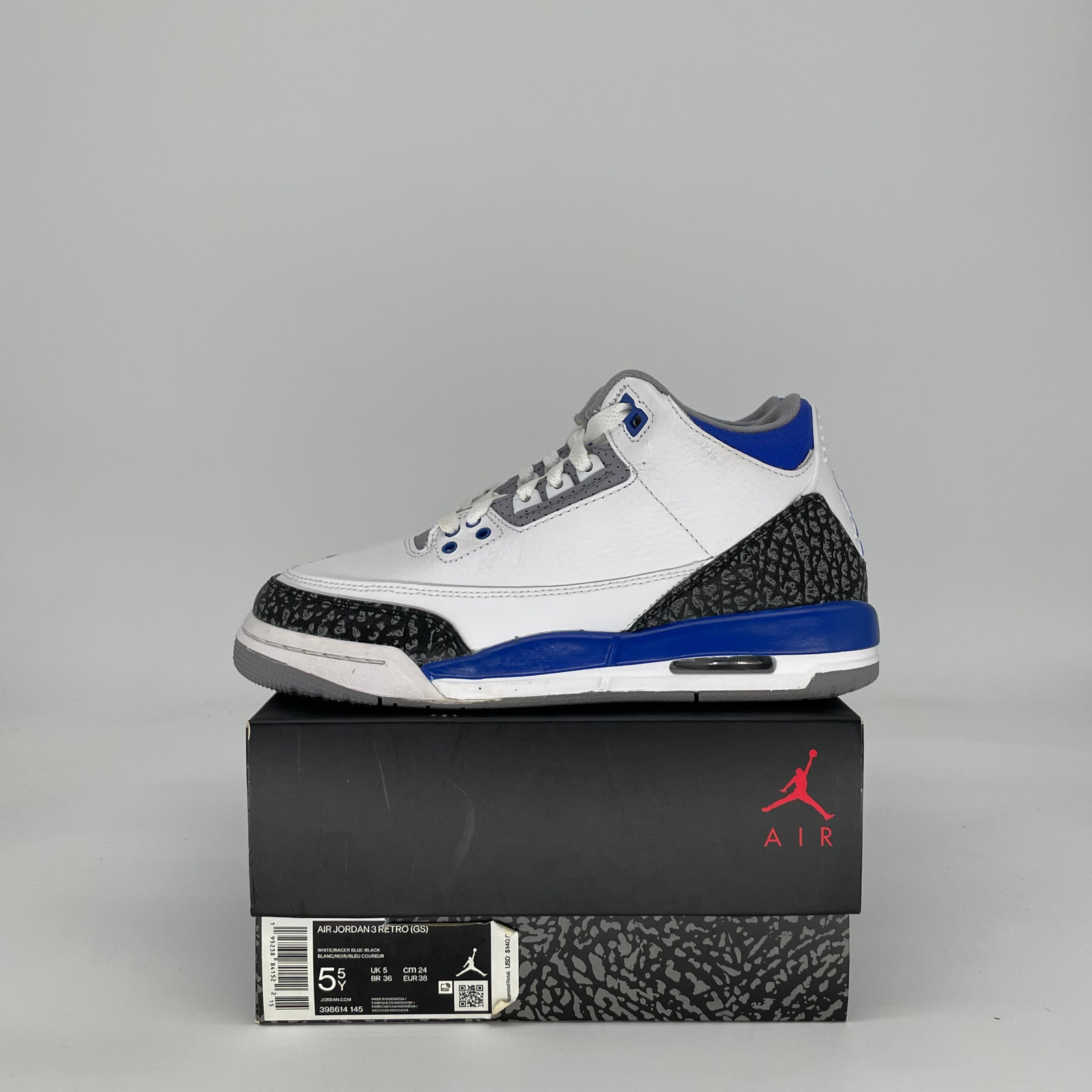 AIR JORDAN 3 RACER BLUE CT8532-145 SIZE 5.5/7W