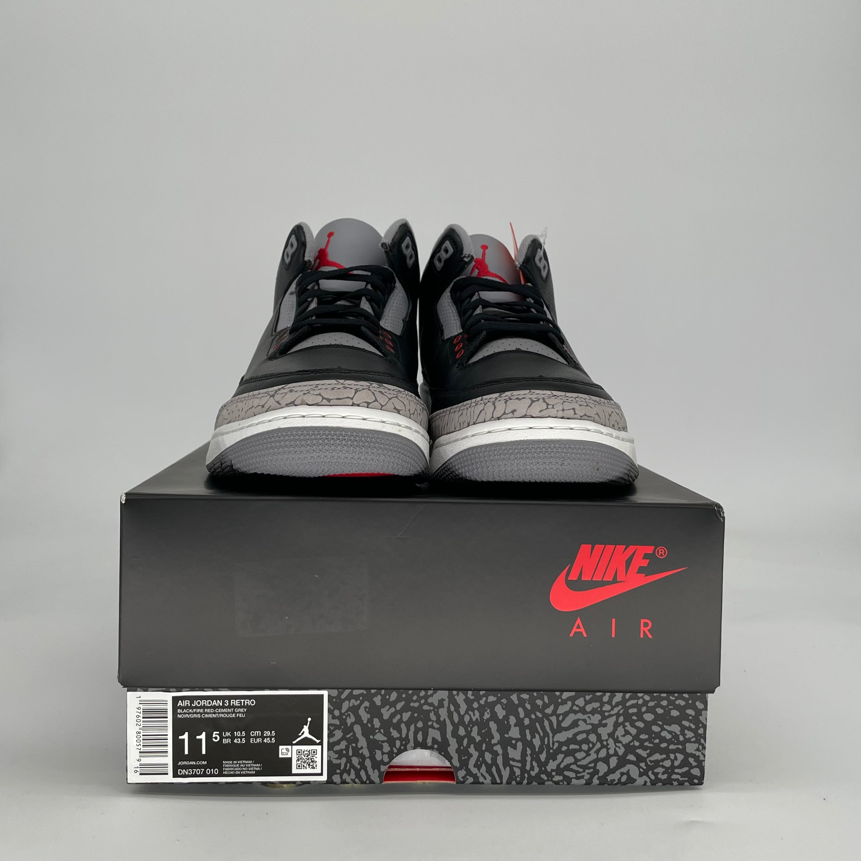 AIR JORDAN 3 BLACK CEMENT 2024 DN3707-010 SIZE 11.5/13W