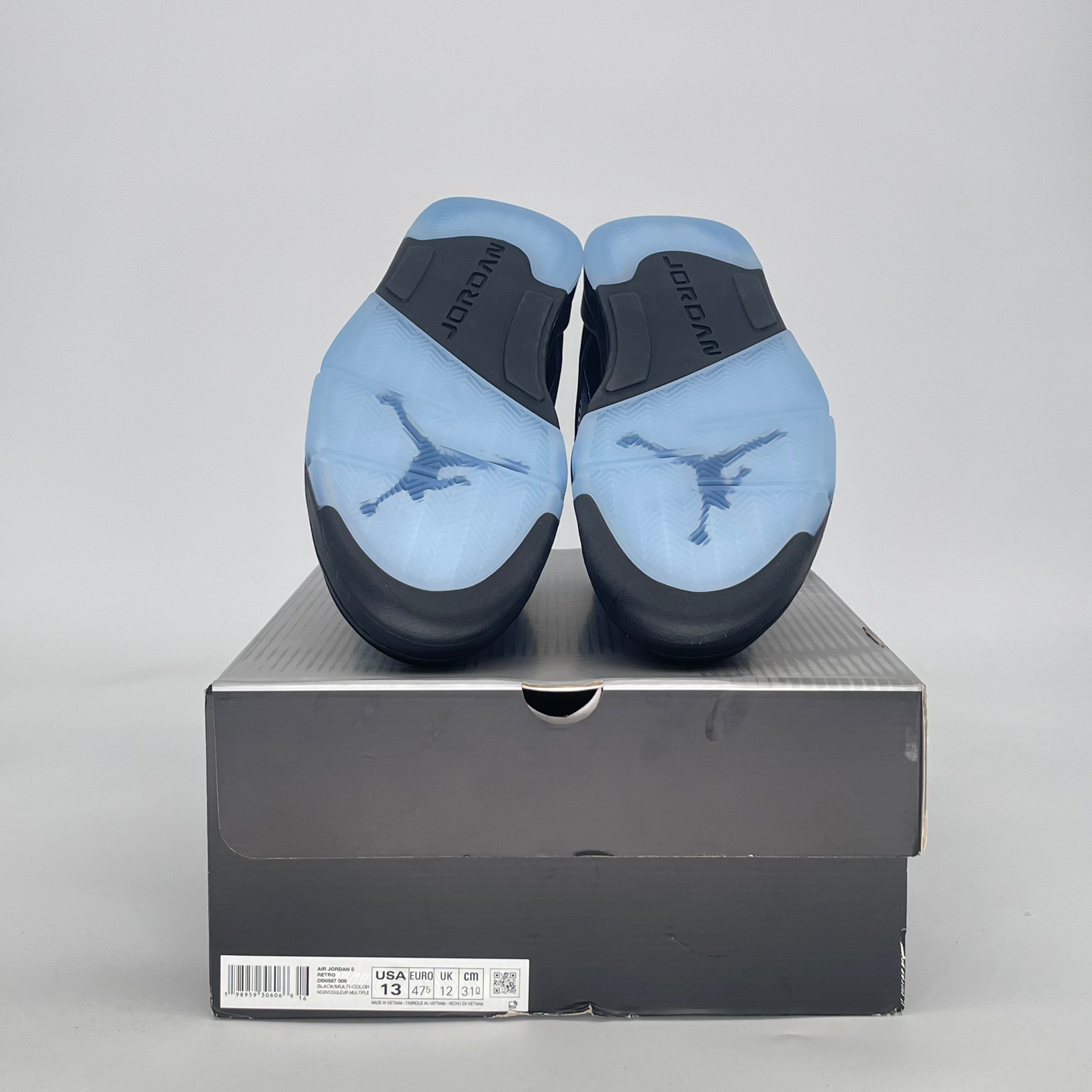 AIR JORDAN 5 BLACK UNIVERSITY BLUE DD0587-008 SIZE 13/14.5W