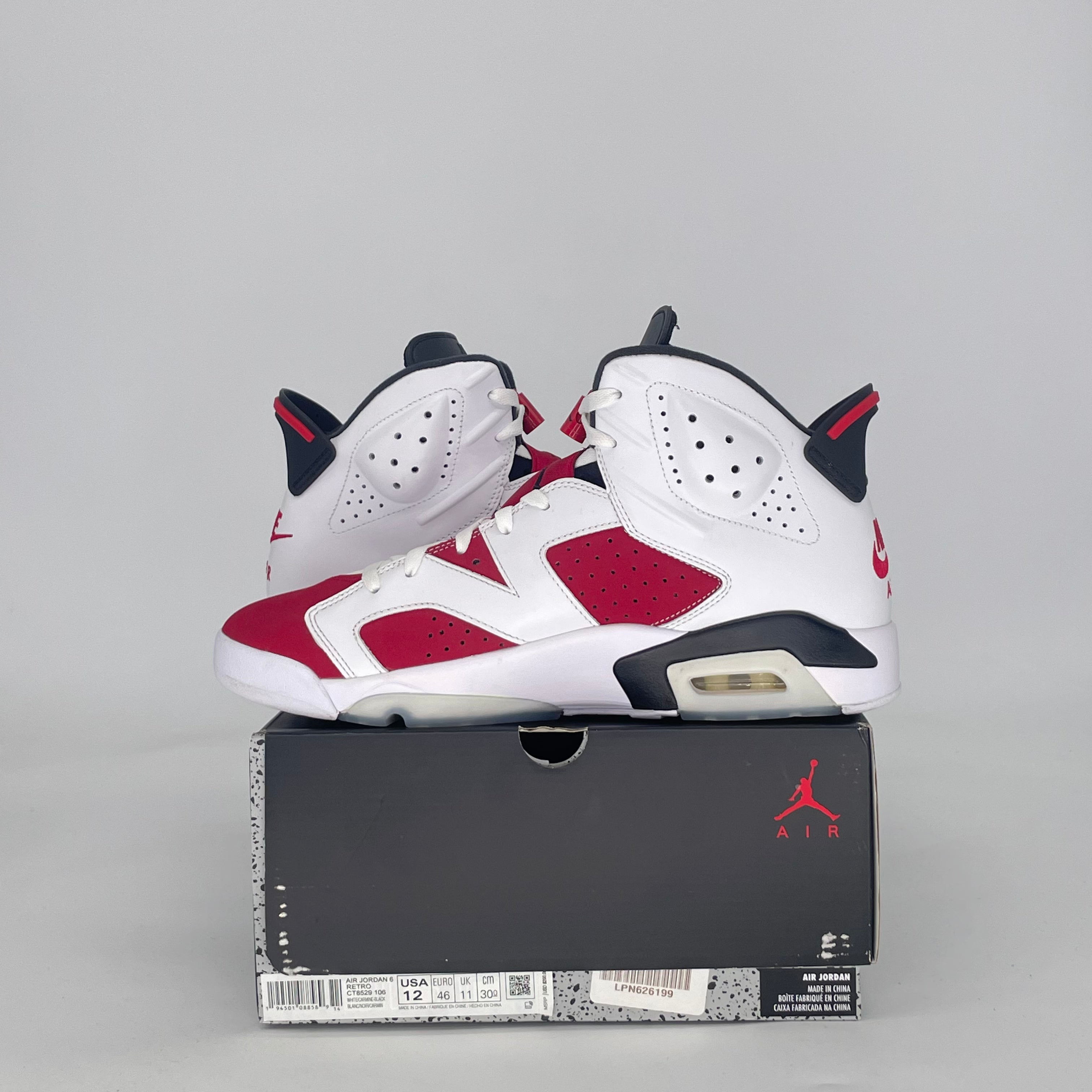 AIR JORDAN 6 CARMINE (2021) CT8529-106 SIZE 12/13.5W