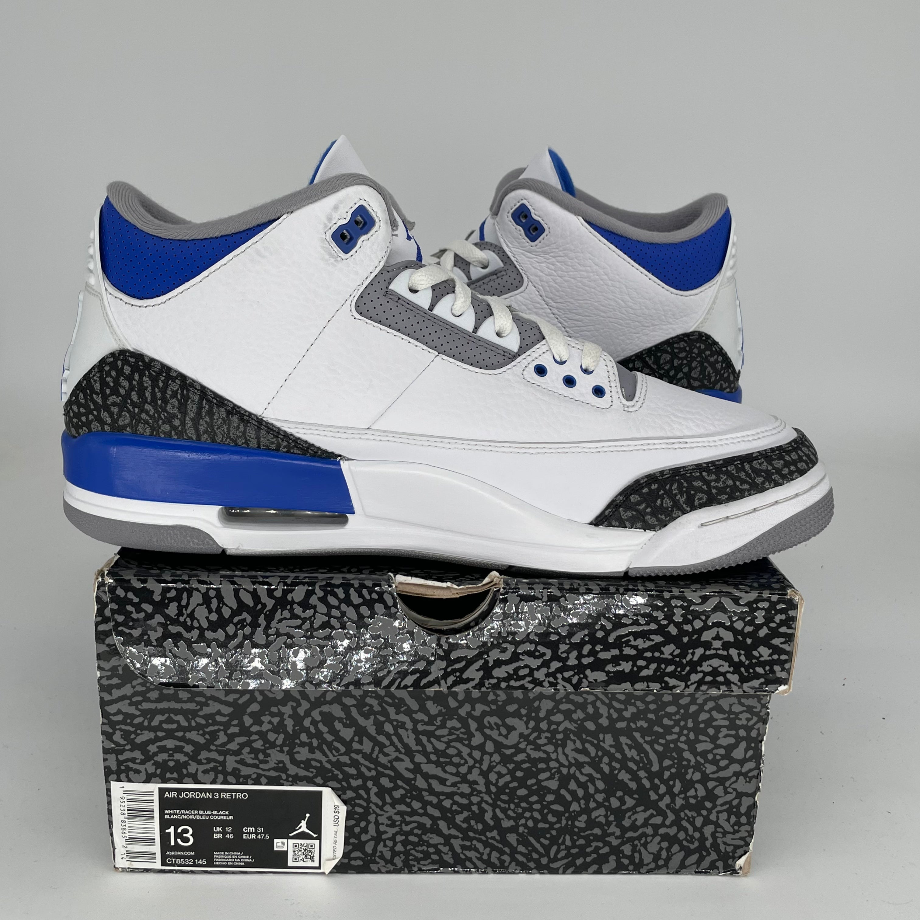 AIR JORDAN 3 RACER BLUE SIZE 13 CT8532-145