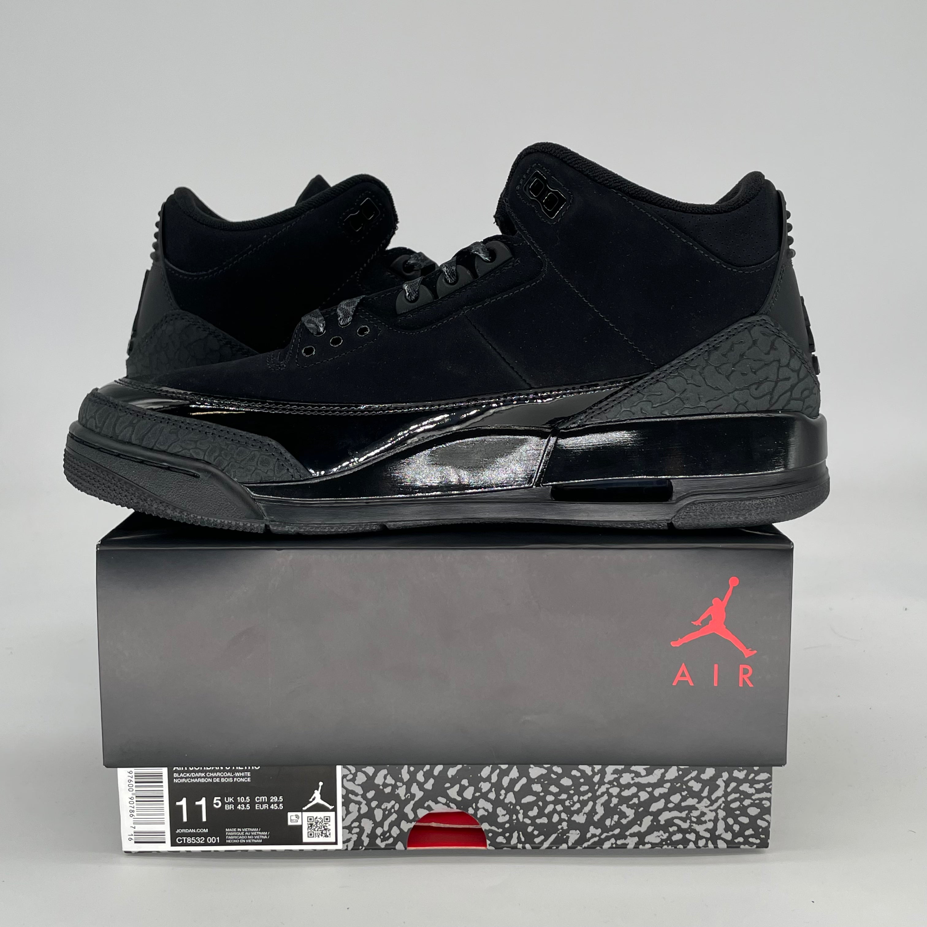 AIR JORDAN 3 BLACK CAT CT8532-001 SIZE 11.5/13W