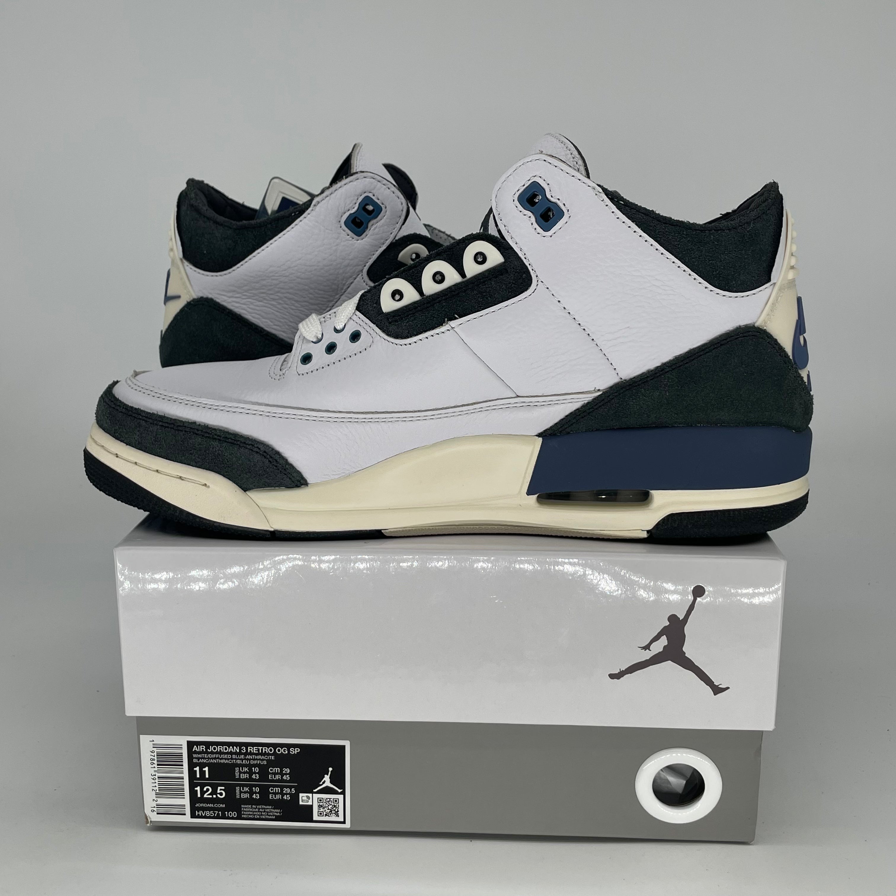 AIR JORDAN 3 A MA MANIERE DIFFUSED BLUE HV8571-100 SIZE 11/12.5W